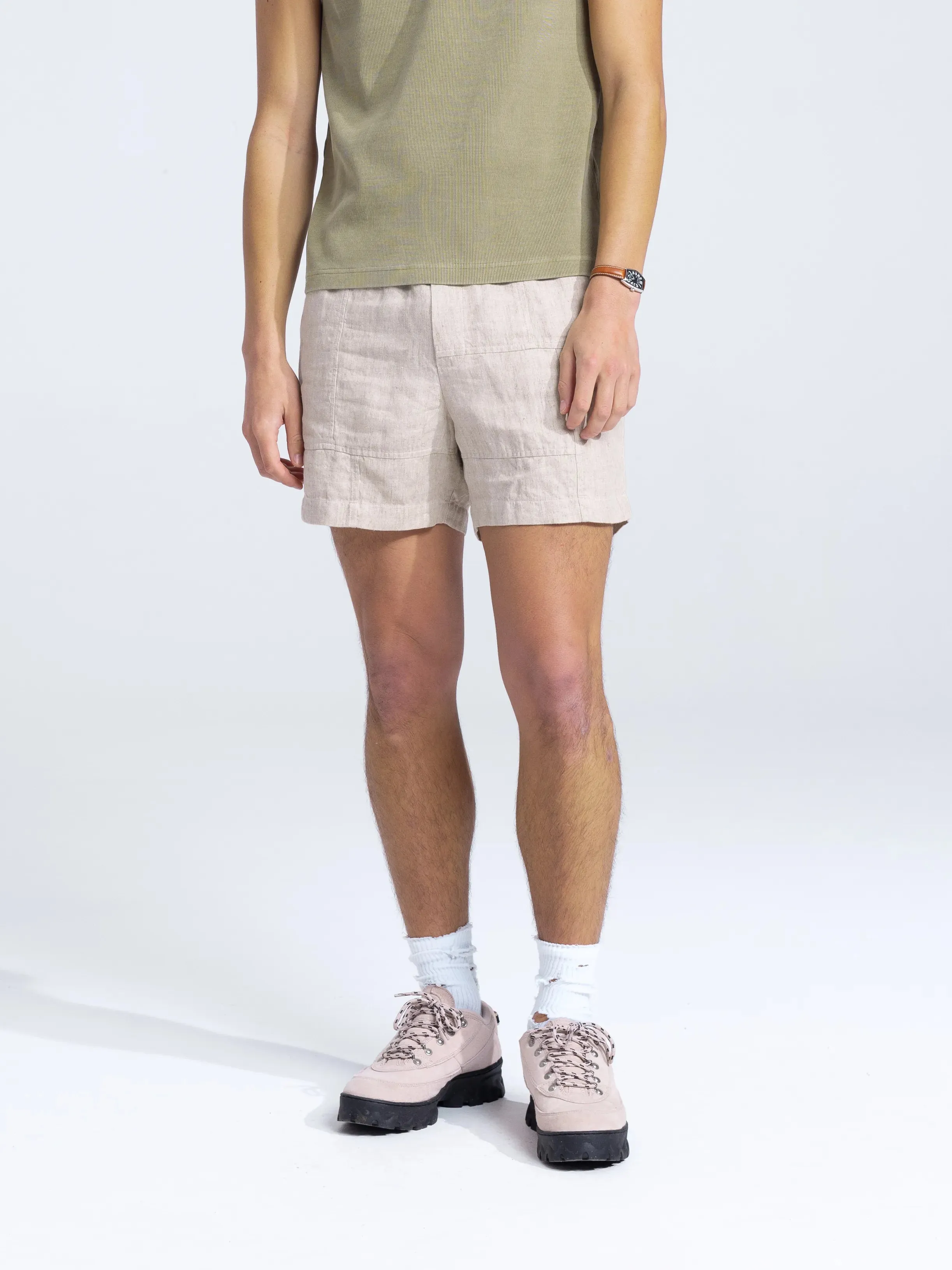 Linen Repair Shorts - Natural Linen sold by Bram's Fruit