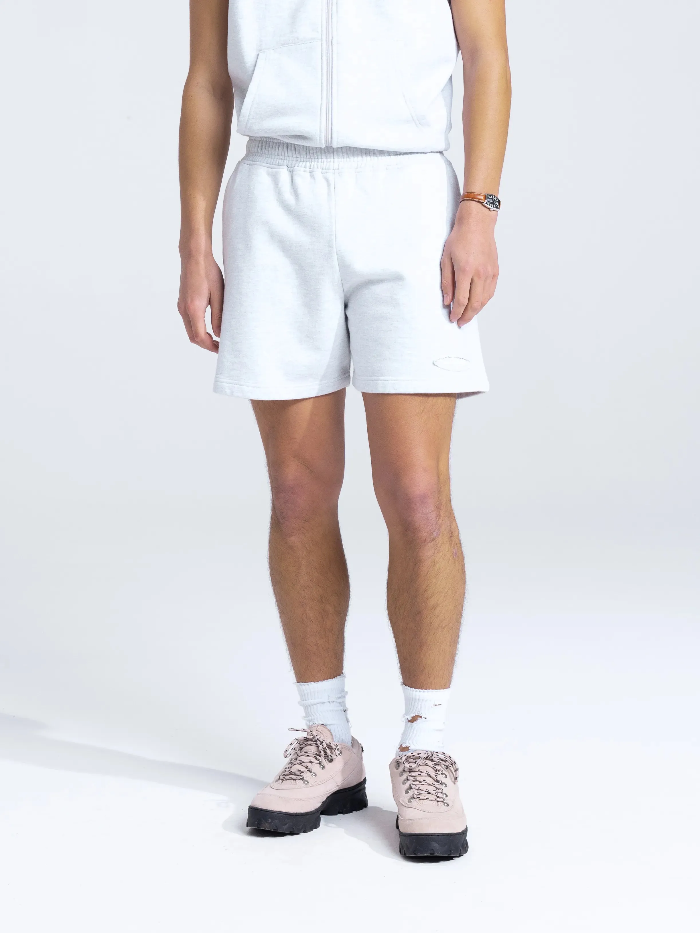 Cut & Sew Sweat Shorts - Grey Melange sold by Bram's Fruit