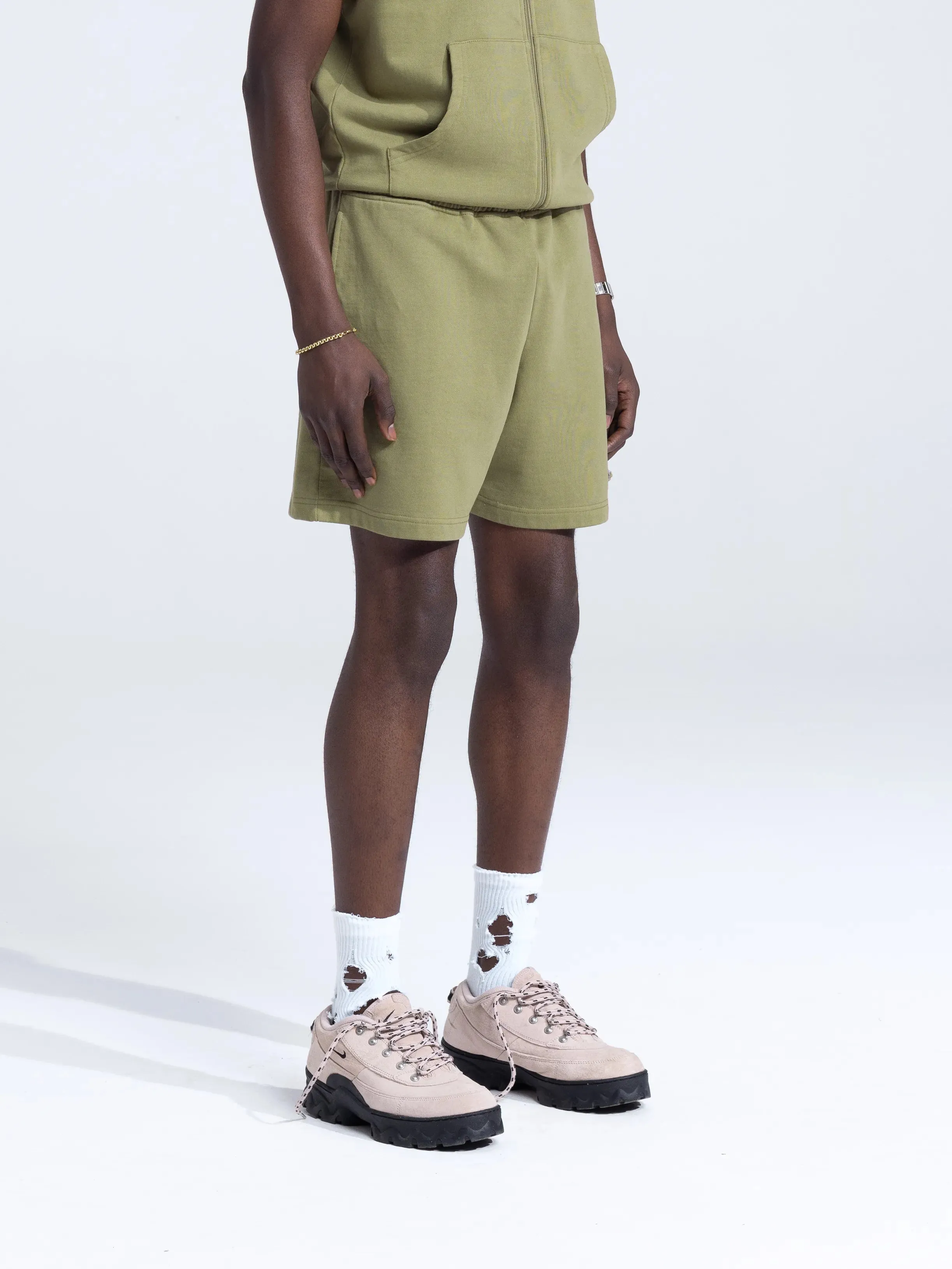 Cut & Sew Sweat Shorts - Washed Olive Green sold by Bram's Fruit product image thumbnail 2