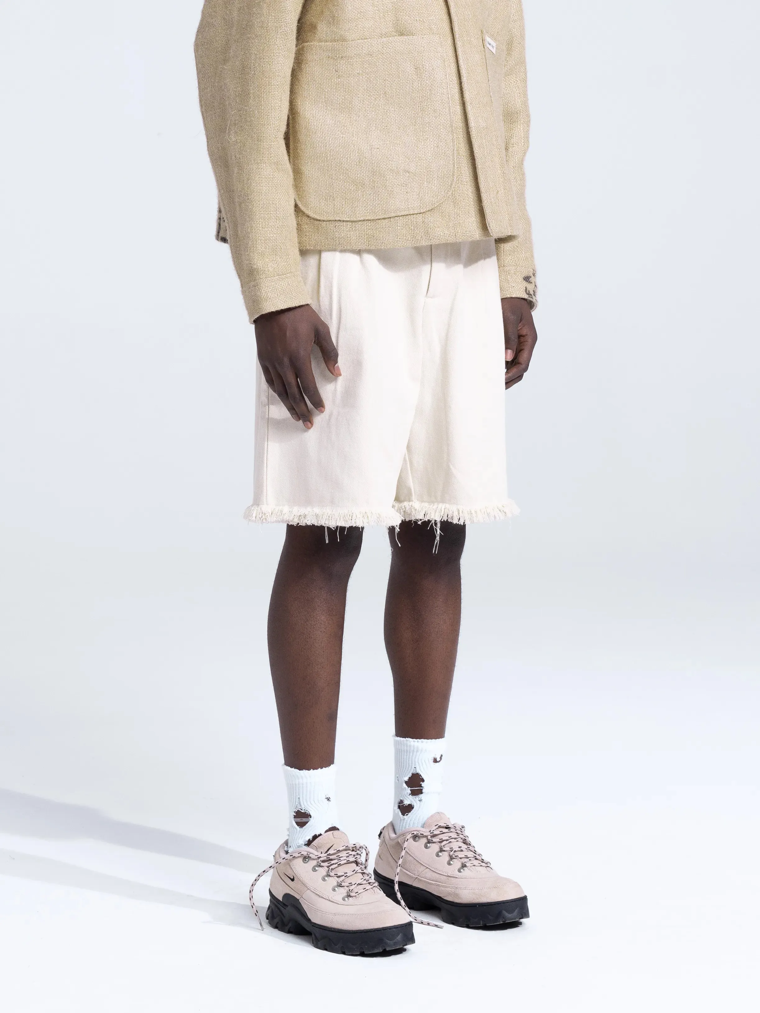 Twill Shorts Distressed - Beige sold by Bram's Fruit product image thumbnail 2