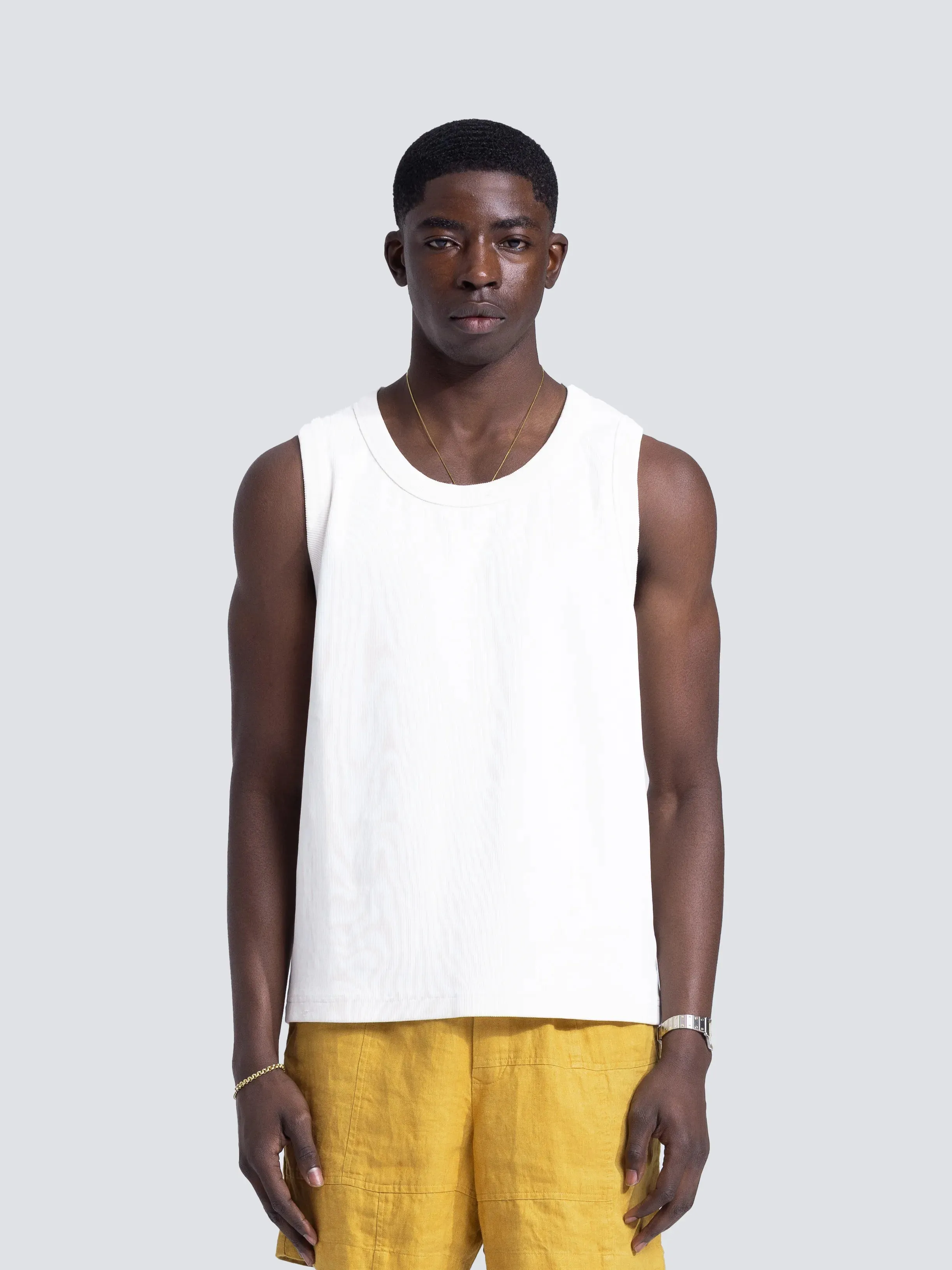Heavy Rib Tanktop Distressed - White sold by Bram's Fruit