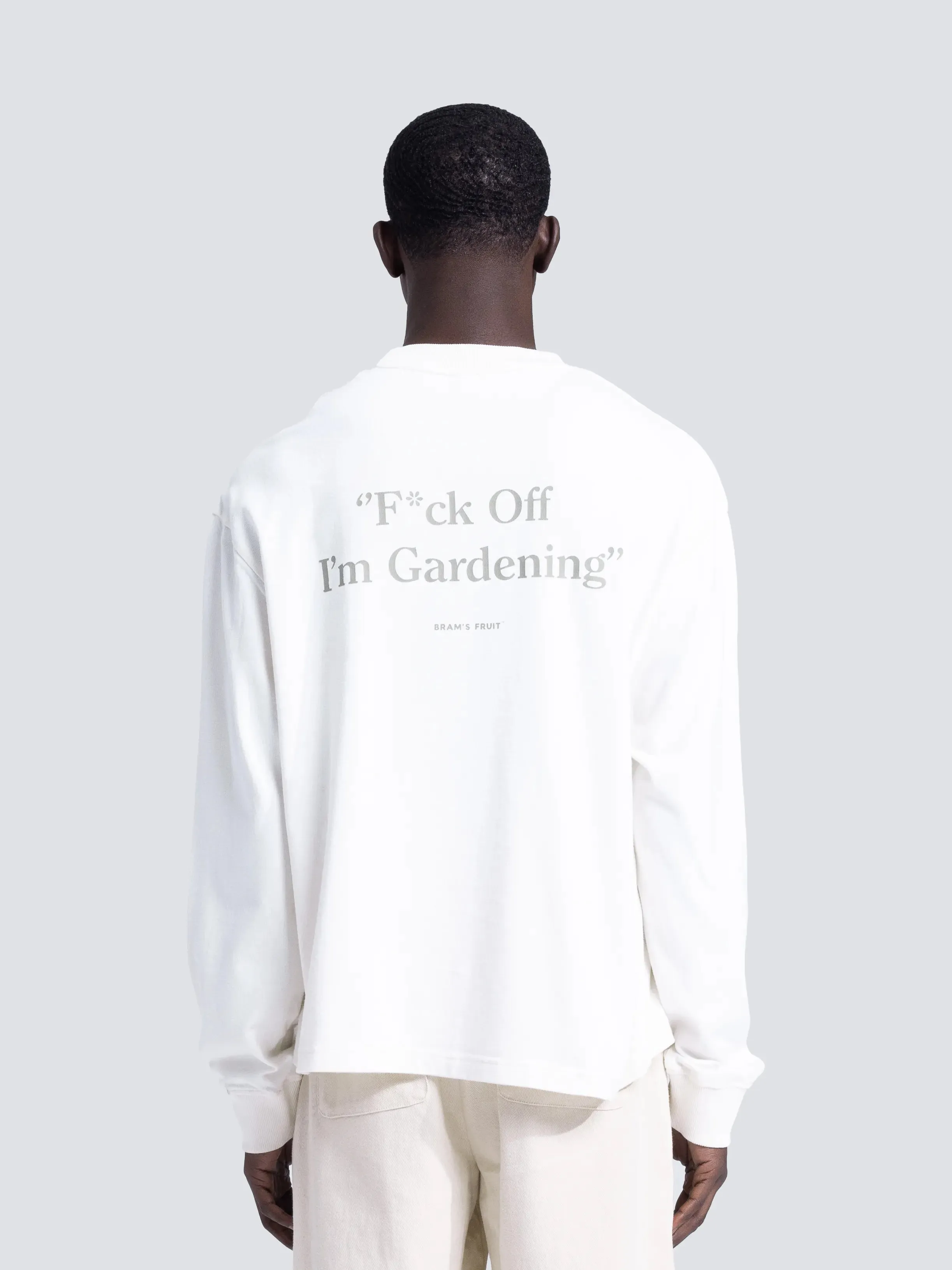 "F*ck Off I'm Gardening” Longsleeve Distressed - White sold by Bram's Fruit