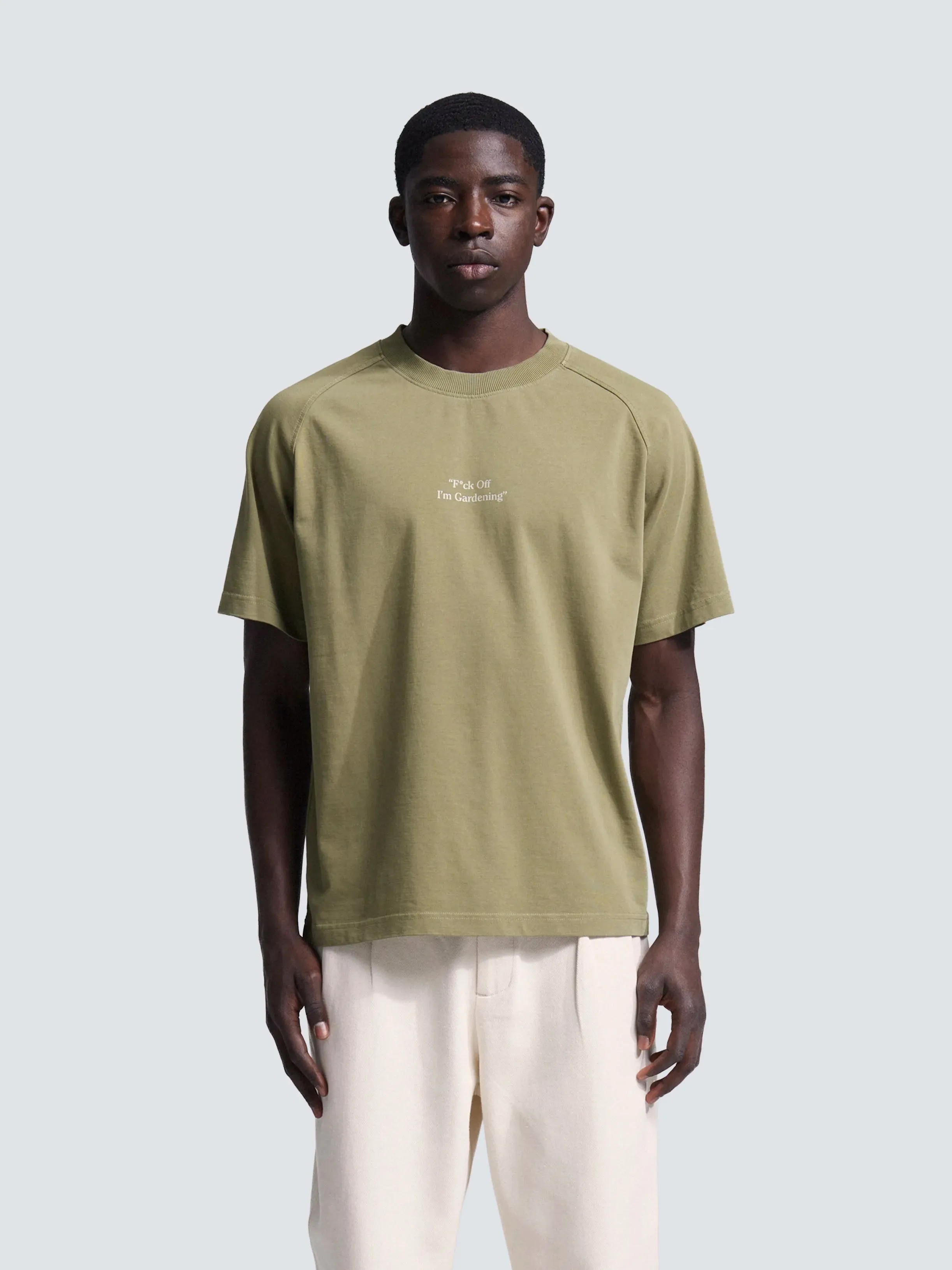 "F*ck Off I'm Gardening" Raglan T-shirt - Solid Olive Green sold by Bram's Fruit