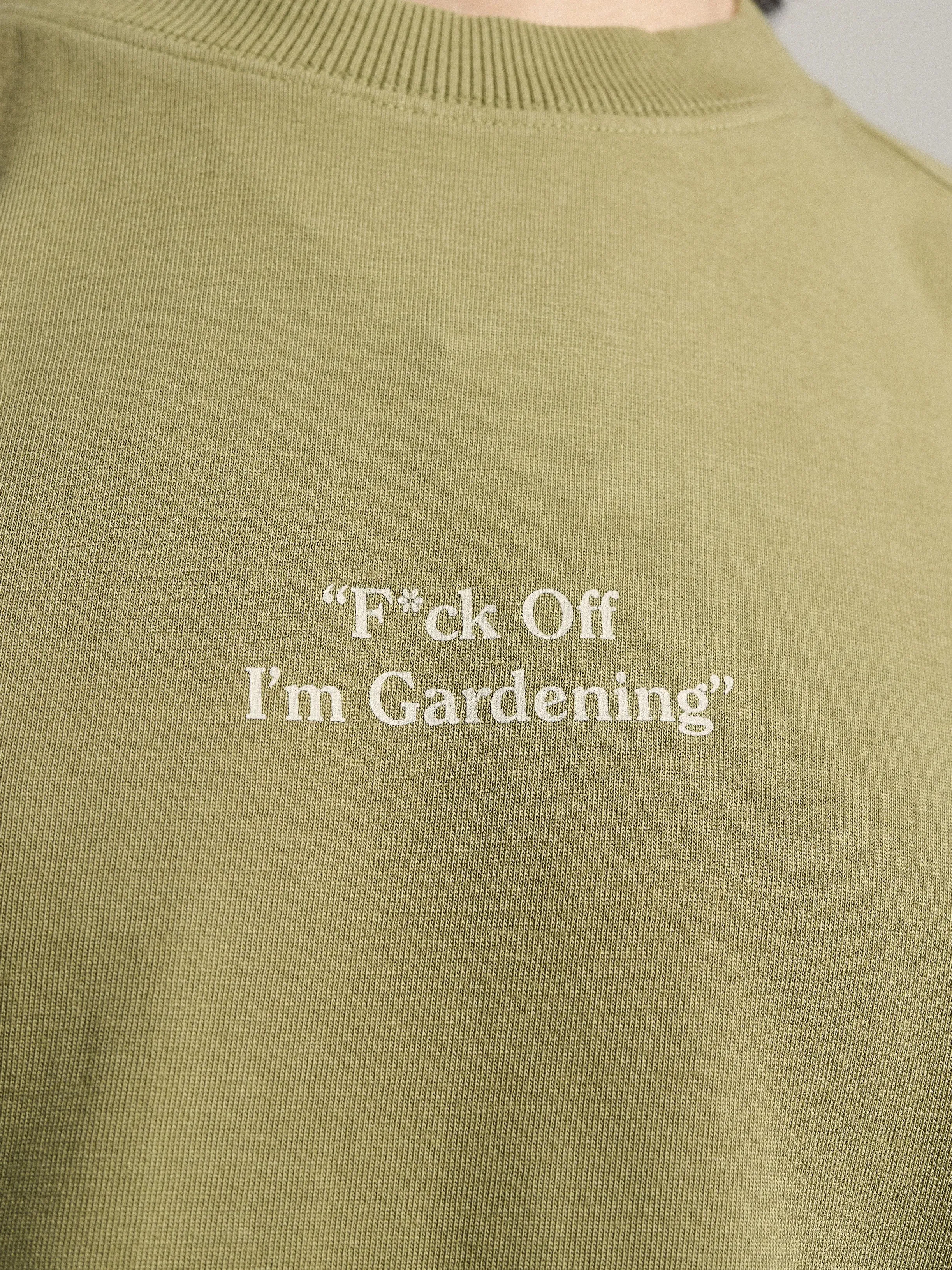 "F*ck Off I'm Gardening" Raglan T-shirt - Solid Olive Green sold by Bram's Fruit product image thumbnail 4
