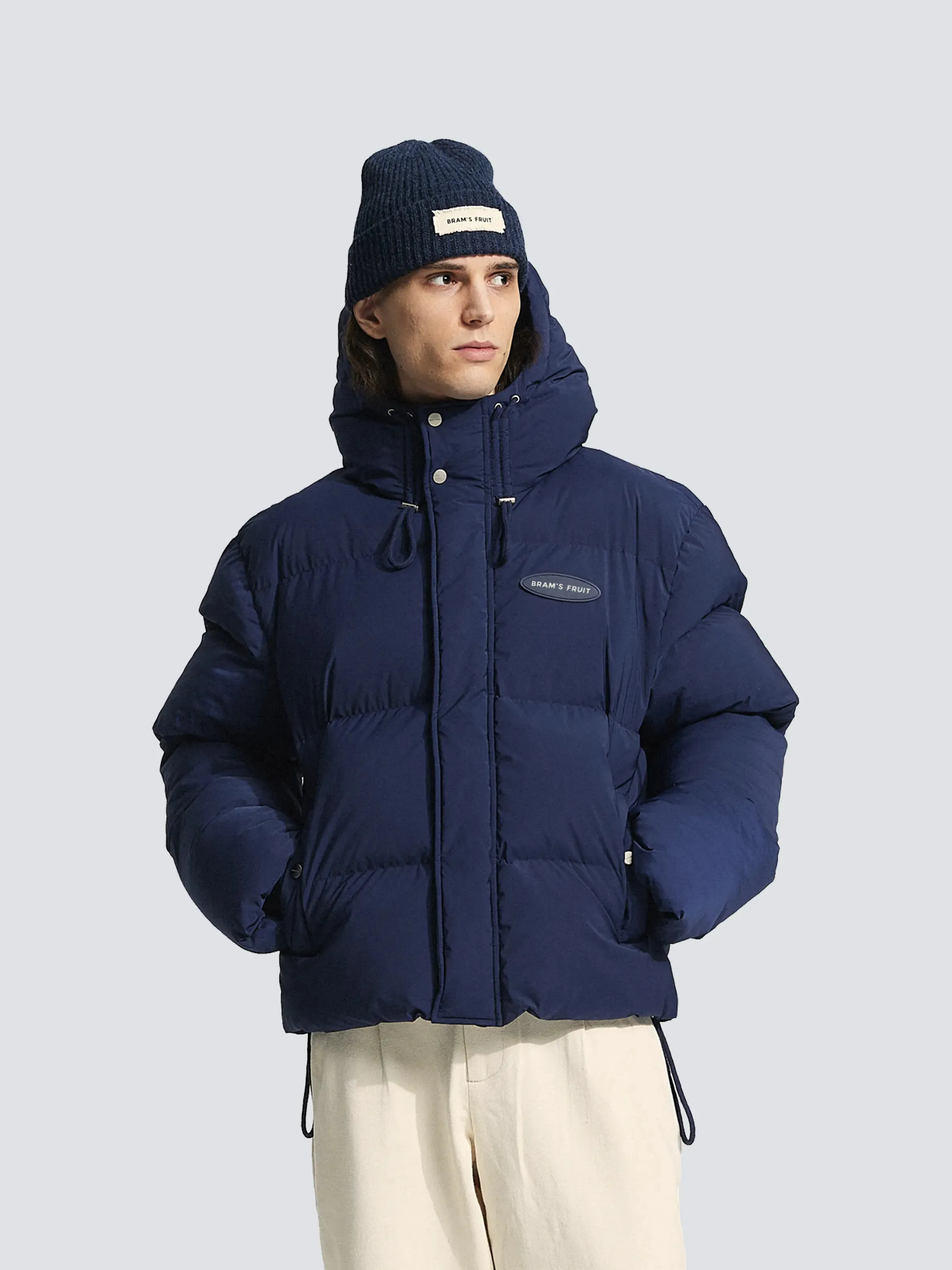 Hooded Puffer Jacket - Navy sold by Bram's Fruit