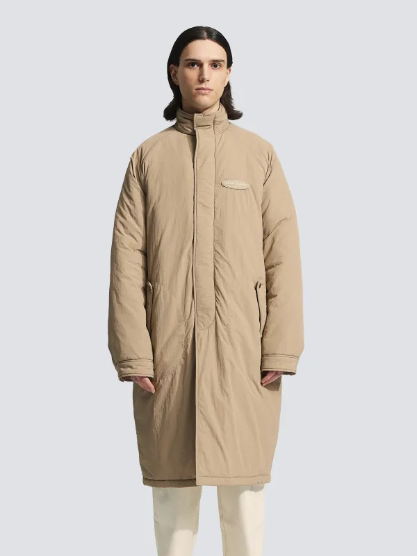 Emblem Patch Padded Trench Coat - Khaki sold by Bram's Fruit
