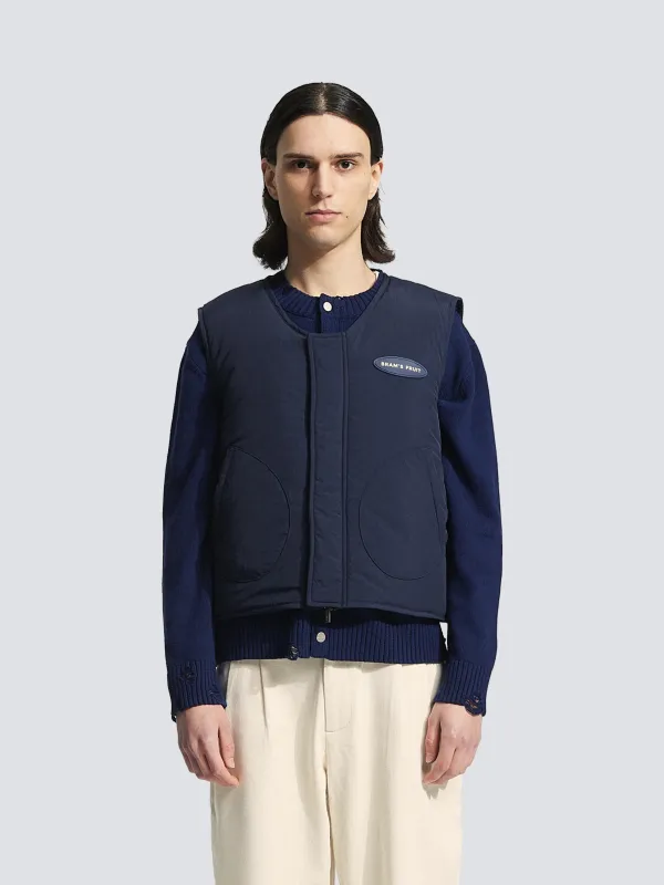 Emblem Patch Padded Vest - Navy sold by Bram's Fruit