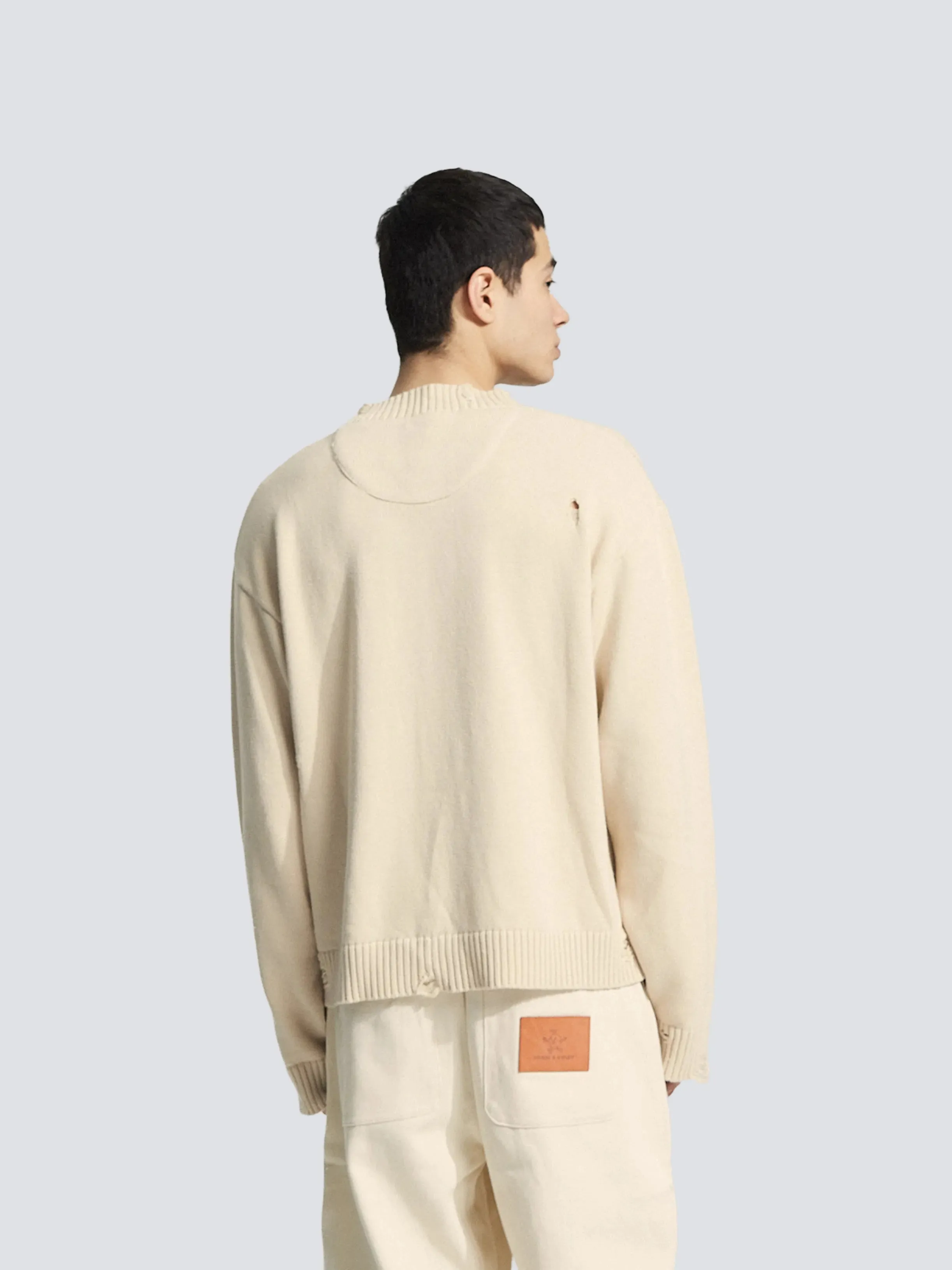Distressed Chest Pocket Knit - Beige sold by Bram's Fruit product image thumbnail 3