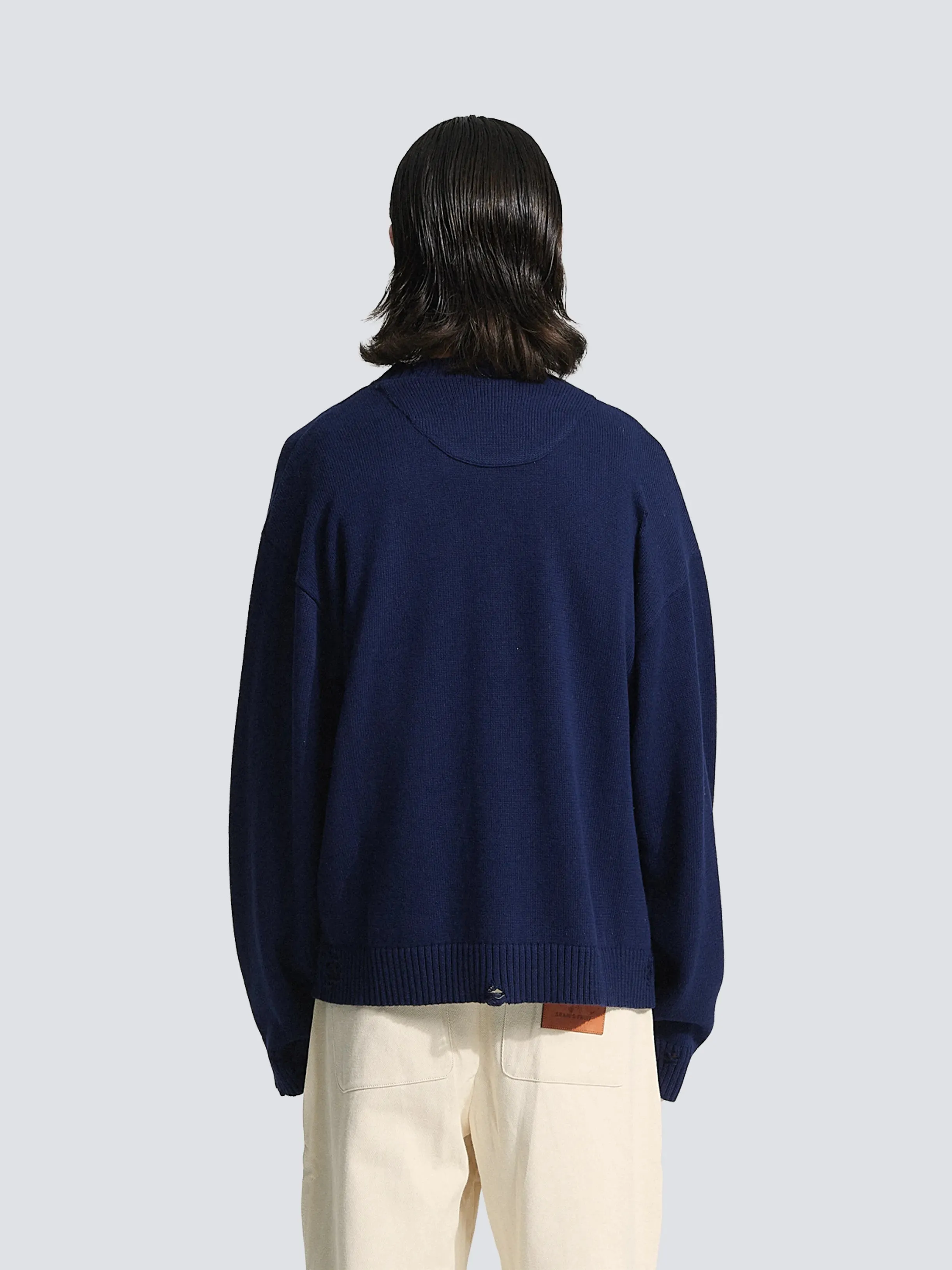 Distressed Chest Pocket Knit - Navy sold by Bram's Fruit product image thumbnail 3