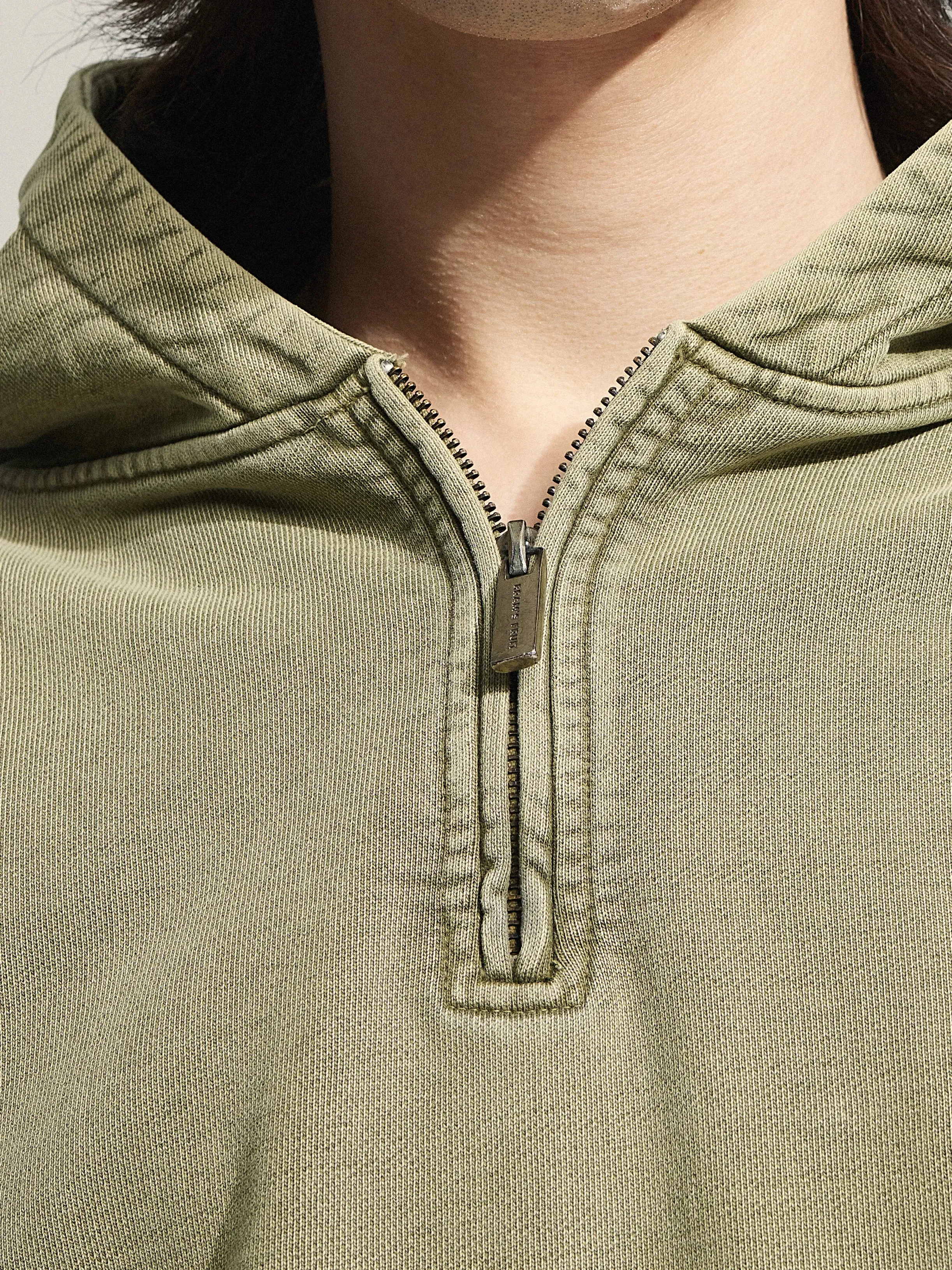 Cut & Sew Quarter Zip Hoodie - Washed Olive Green sold by Bram's Fruit product image thumbnail 3