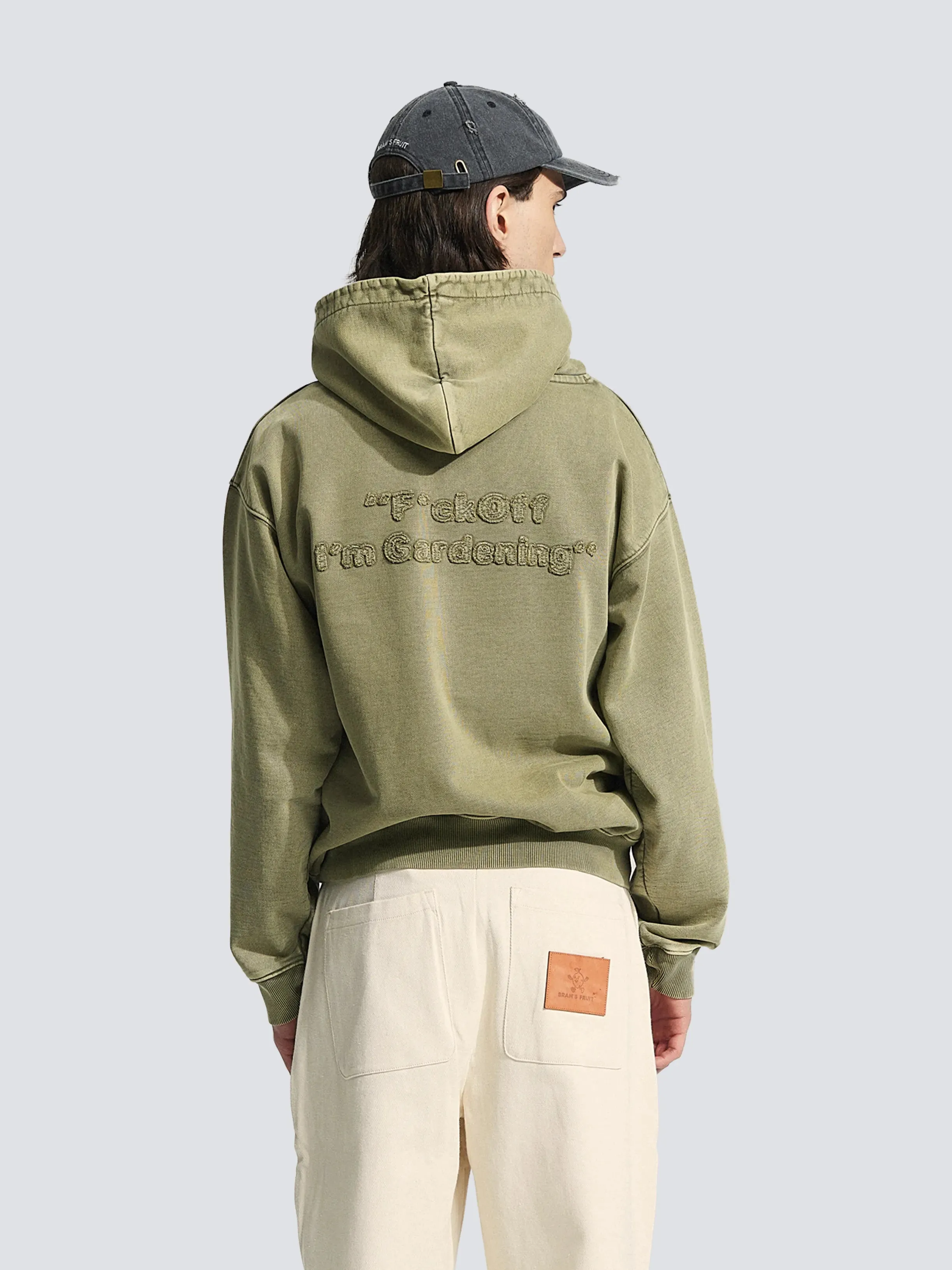 Cut & Sew Quarter Zip Hoodie - Washed Olive Green sold by Bram's Fruit product image thumbnail 2