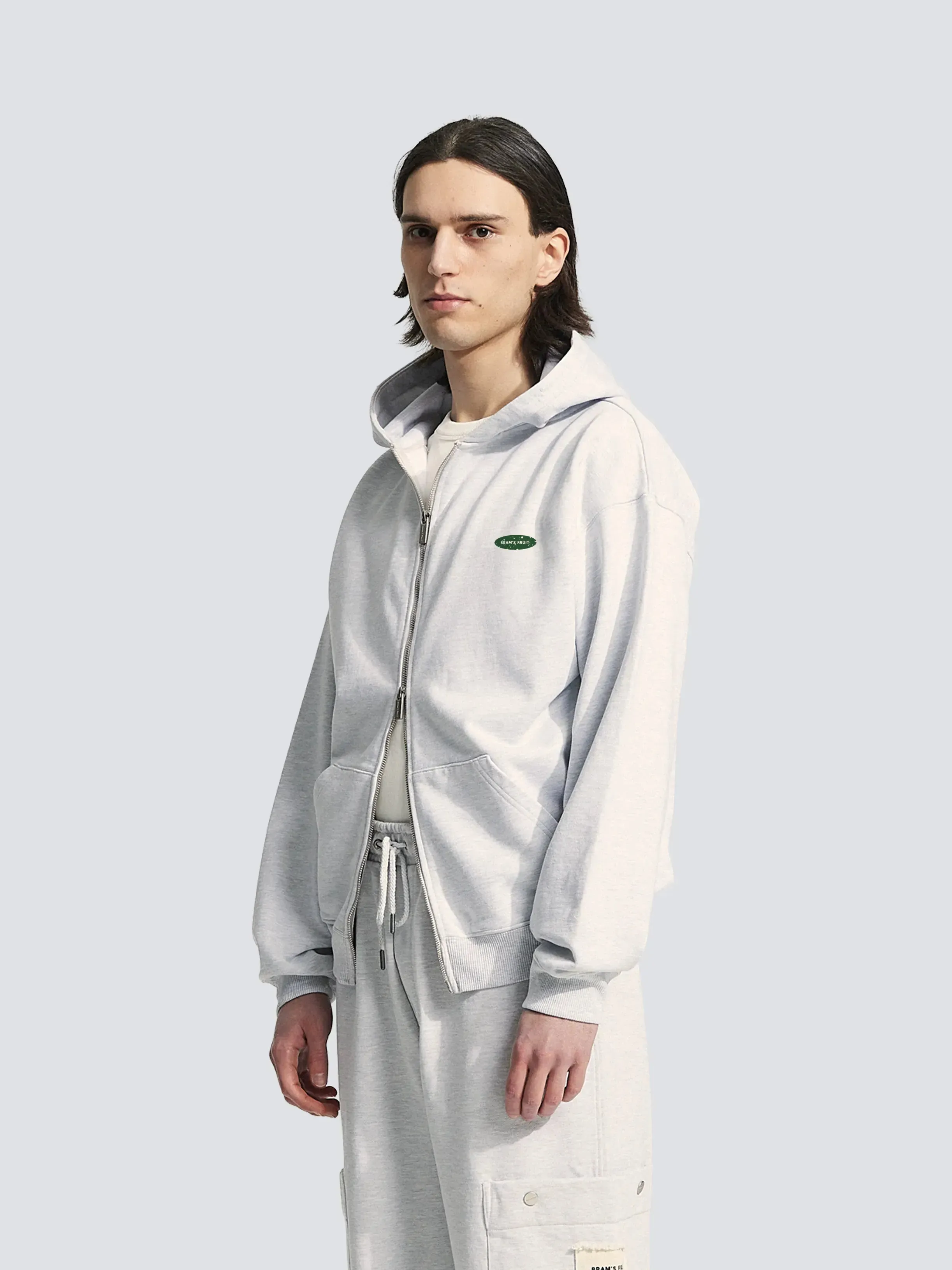 Distressed “F*ck Off” Zipper Hoodie - Grey Melange sold by Bram's Fruit product image thumbnail 2