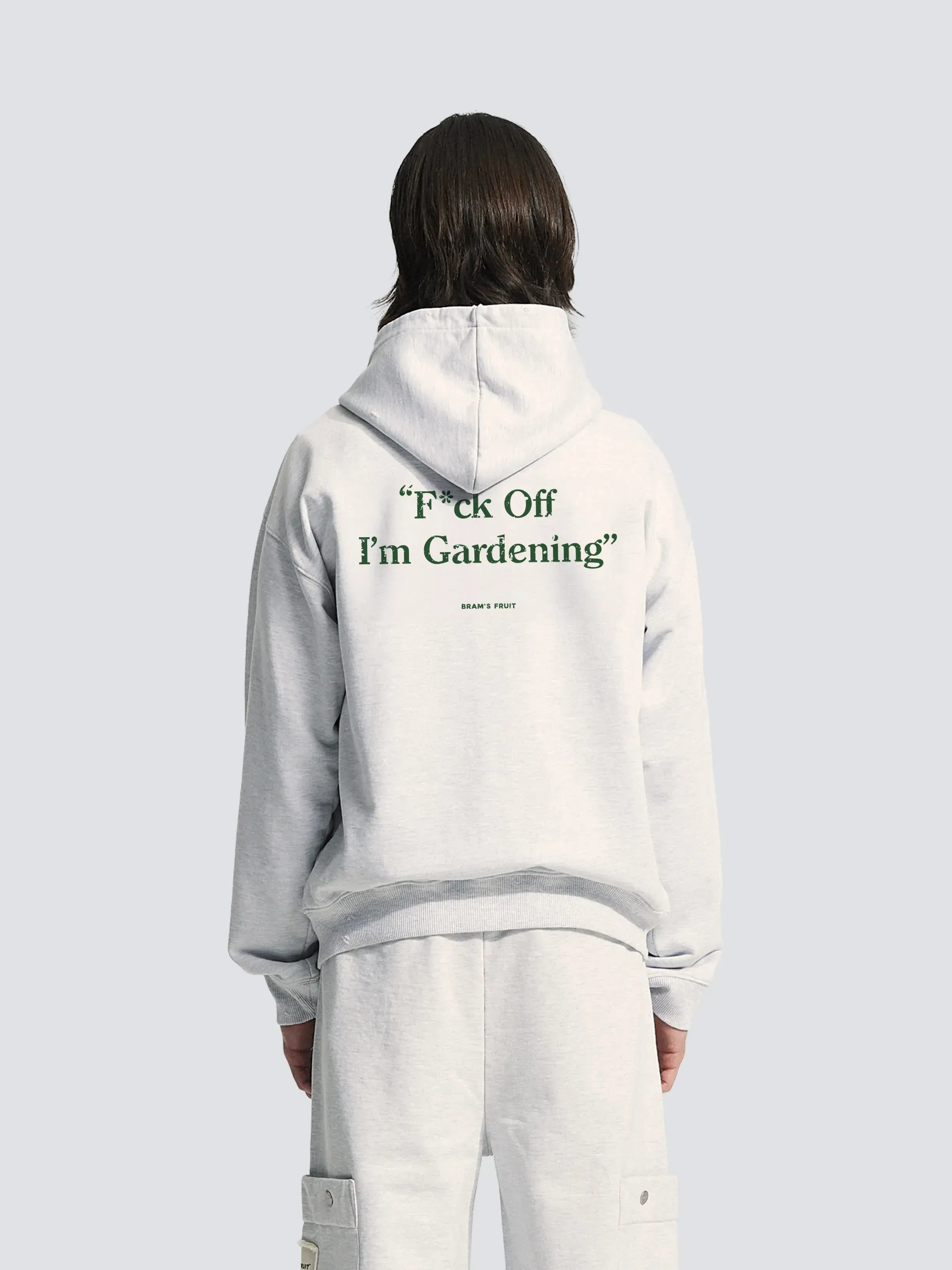 Distressed “F*ck Off” Zipper Hoodie - Grey Melange sold by Bram's Fruit