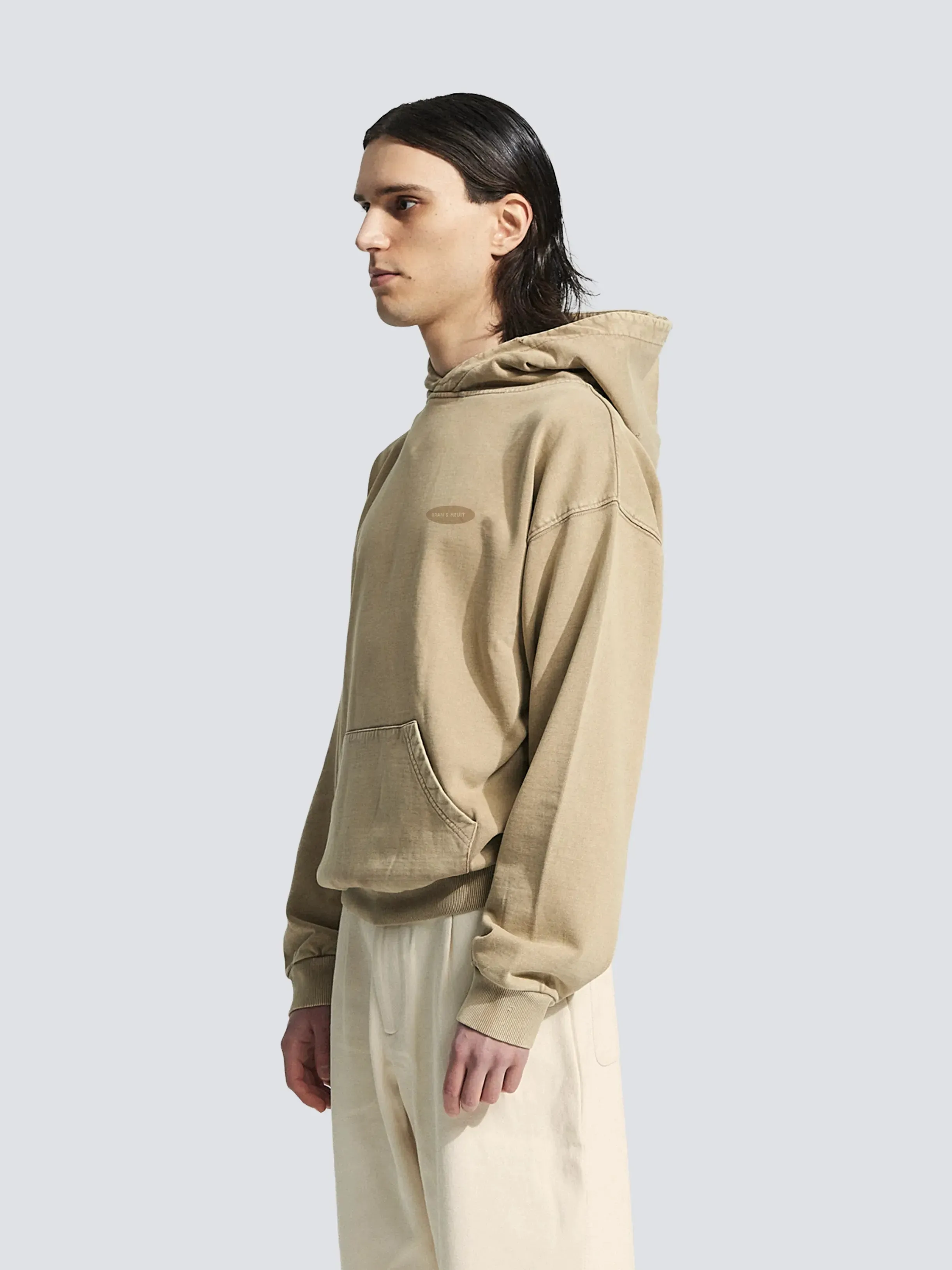 Distressed “F*ck Off” Hoodie - Washed Khaki sold by Bram's Fruit product image thumbnail 2