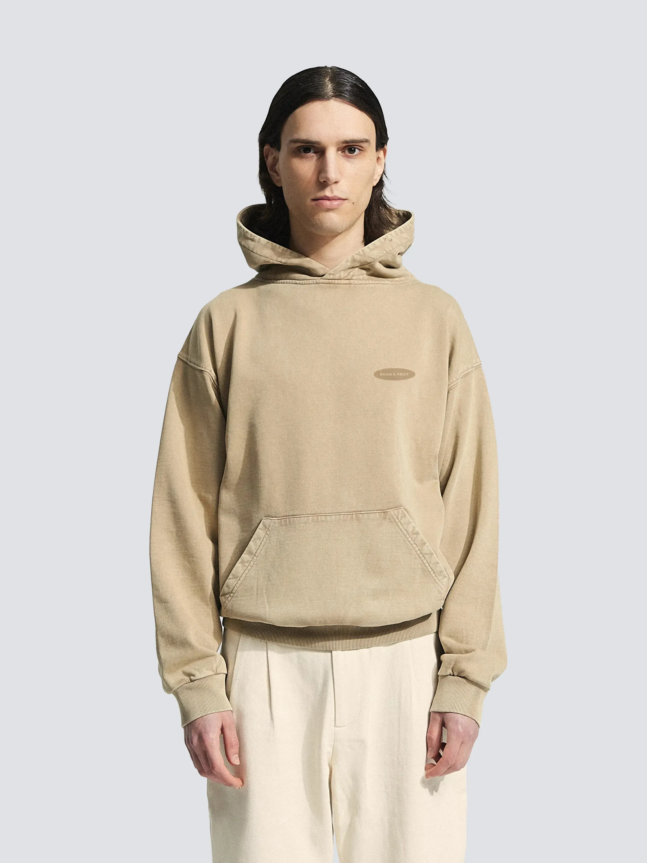 Distressed “F*ck Off” Hoodie - Washed Khaki sold by Bram's Fruit product image thumbnail 3