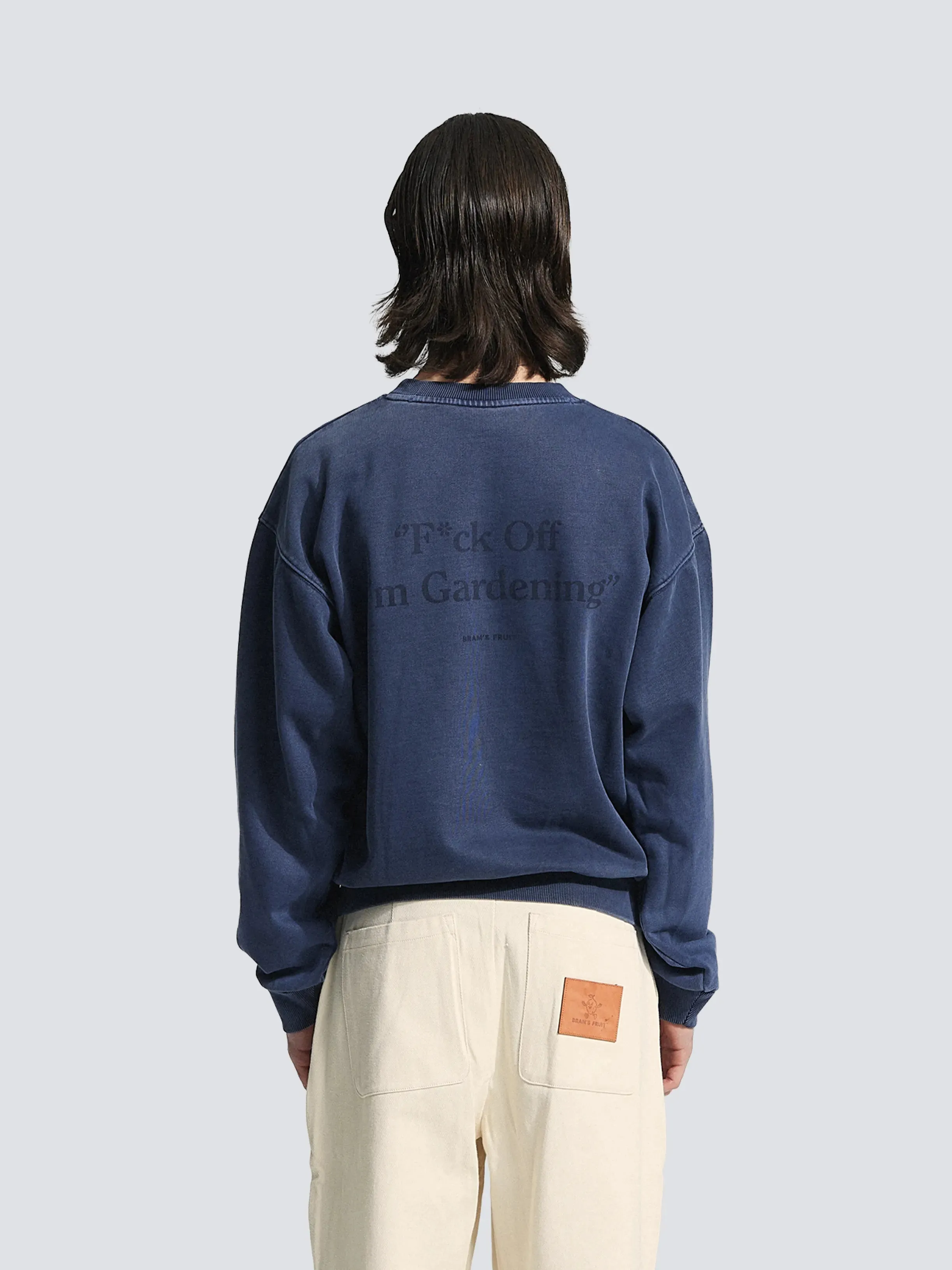 Distressed “F*ck Off I'm Gardening” Crewneck - Washed Midnight Blue sold by Bram's Fruit