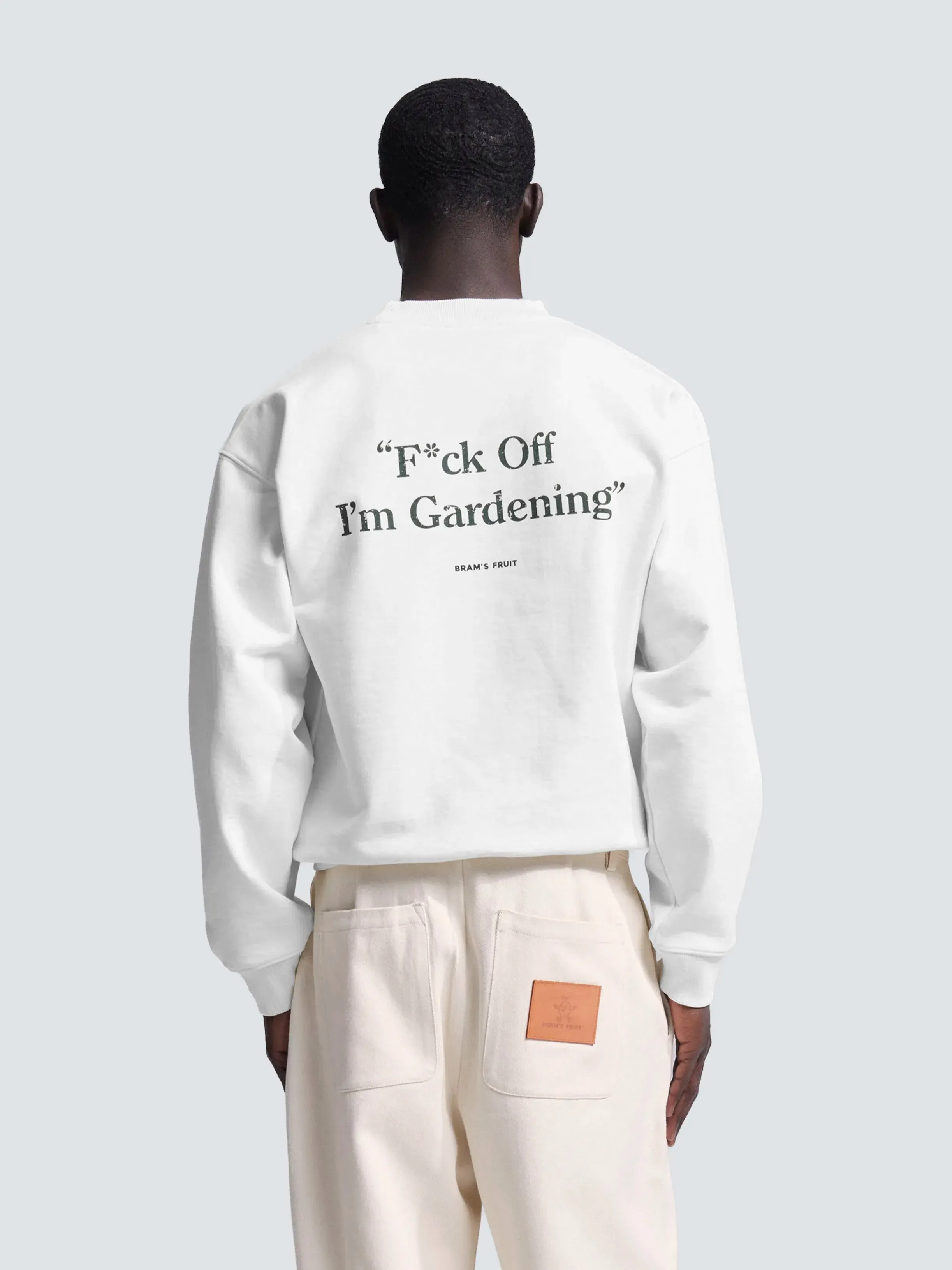 Distressed “F*ck Off I'm Gardening” Crewneck - Grey Melange sold by Bram's Fruit