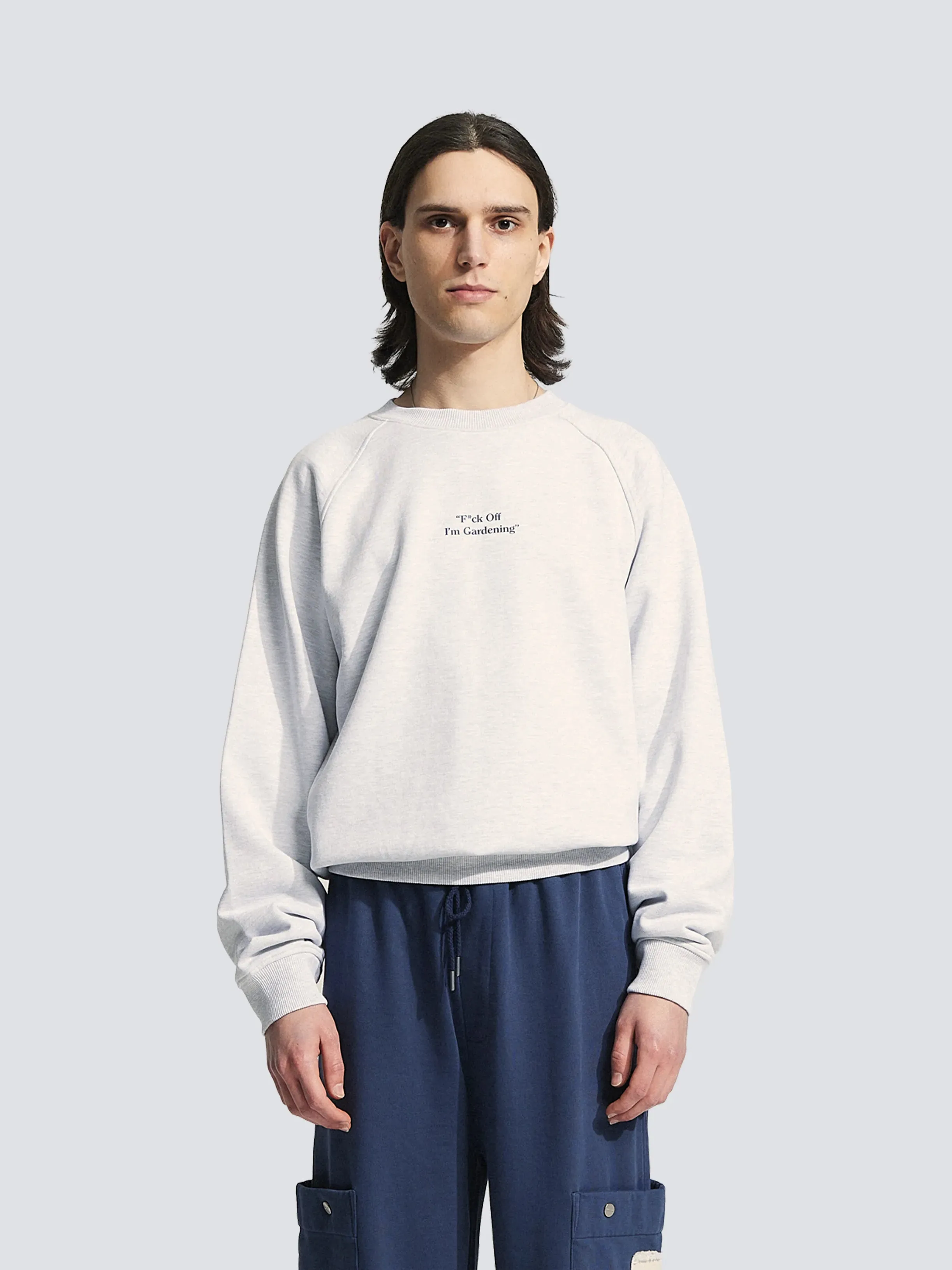 "F*ck Off I'm Gardening" Raglan Crewneck - Grey Melange sold by Bram's Fruit