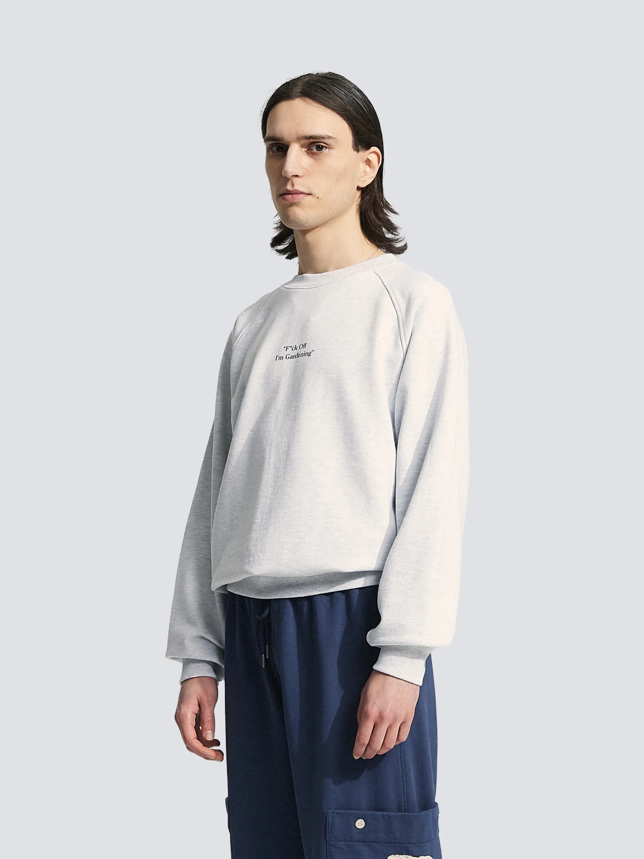 "F*ck Off I'm Gardening" Raglan Crewneck - Grey Melange sold by Bram's Fruit product image thumbnail 2