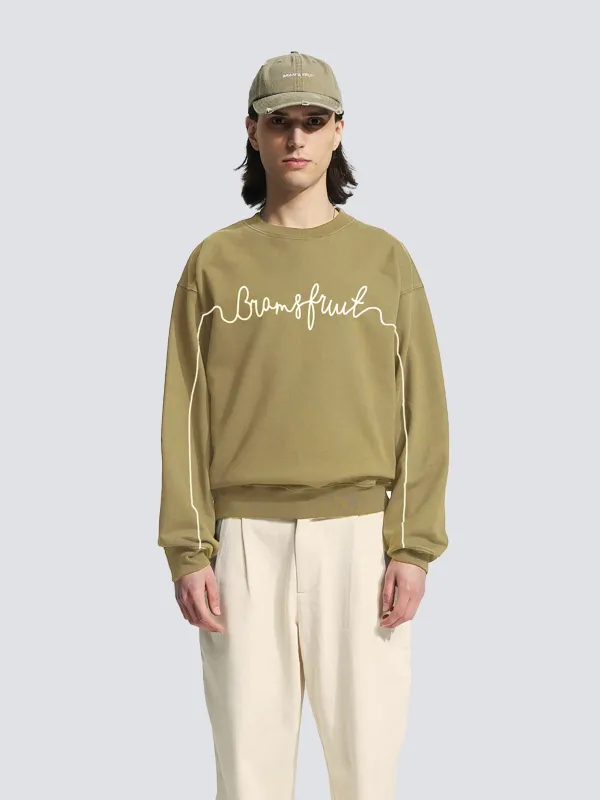 Garden Hose Chain Stitch Crewneck - Solid Olive Green sold by Bram's Fruit