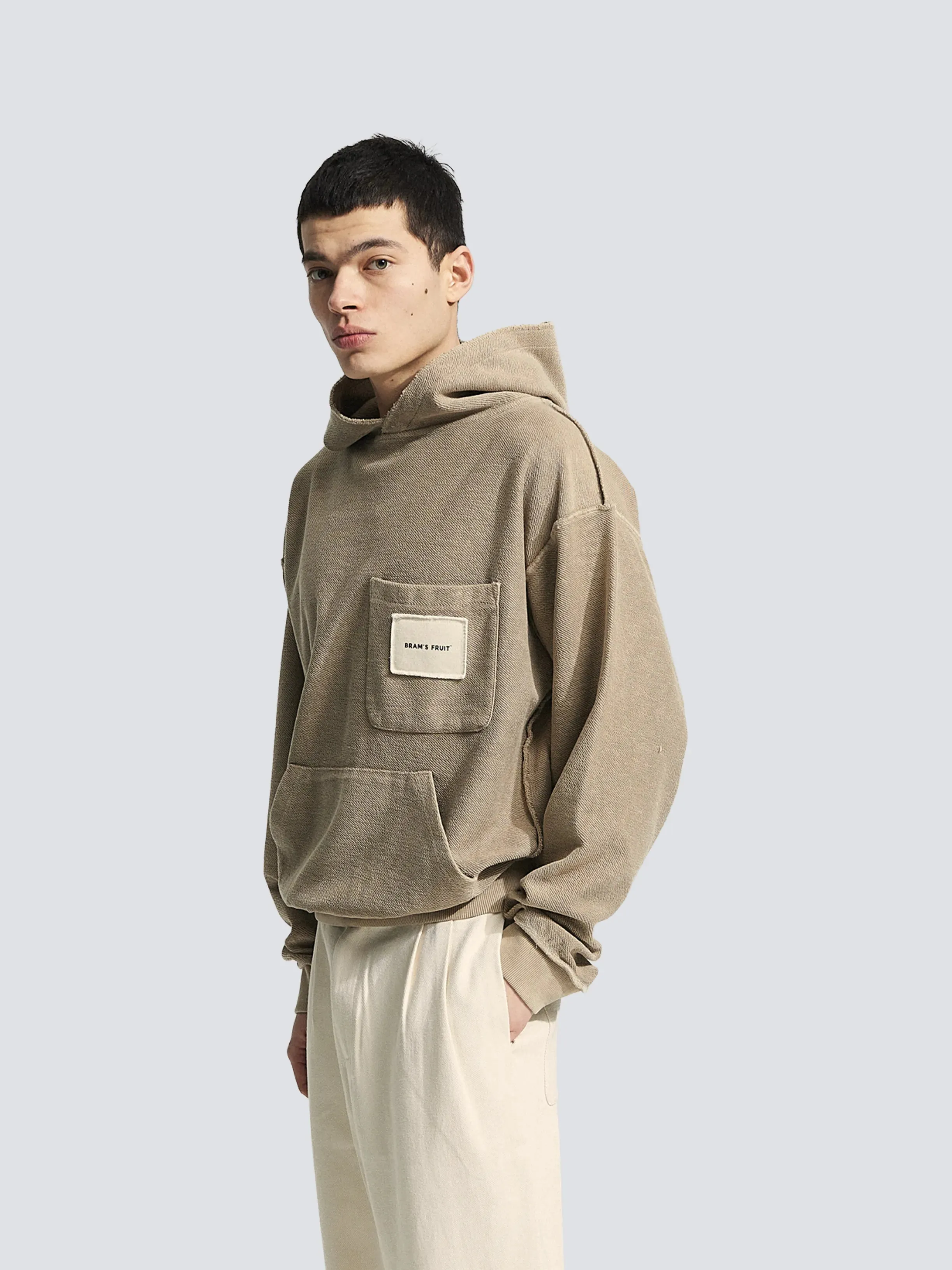 Chest Pocket Hoodie - Garment Dye Khaki sold by Bram's Fruit product image thumbnail 2