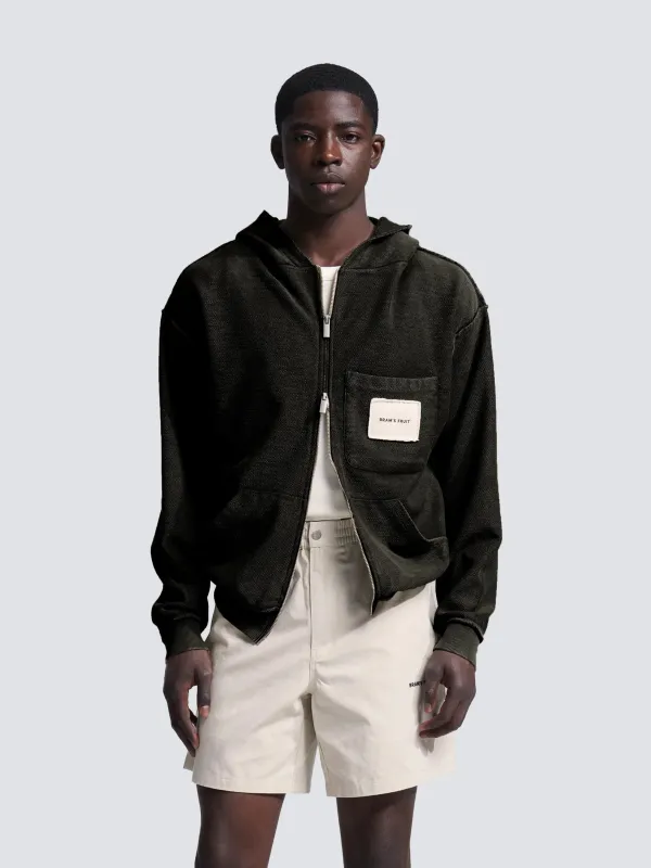 Chest Pocket Zipper Hoodie - Washed Charcoal sold by Bram's Fruit