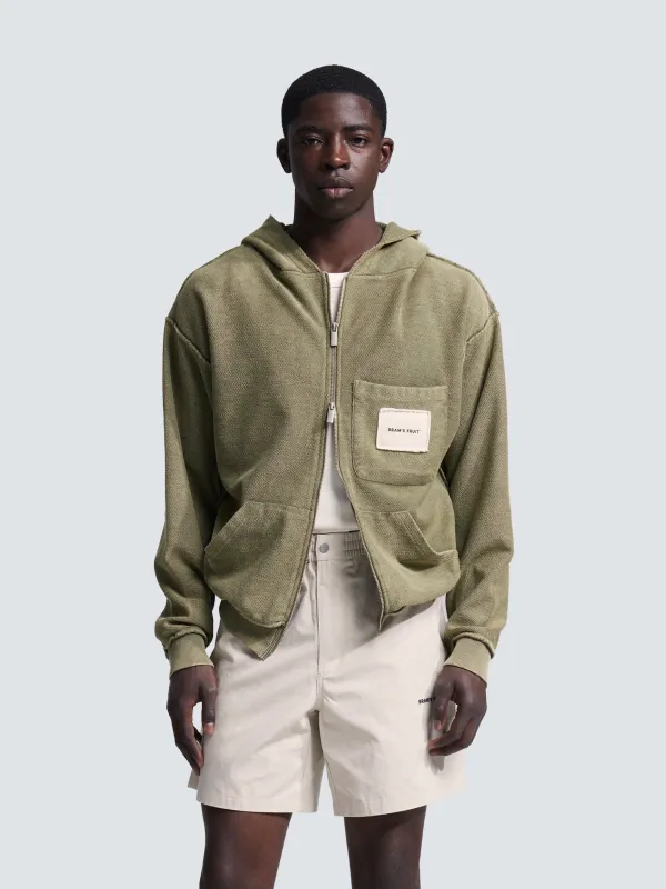 Chest Pocket Zipper Hoodie  - Washed Green sold by Bram's Fruit