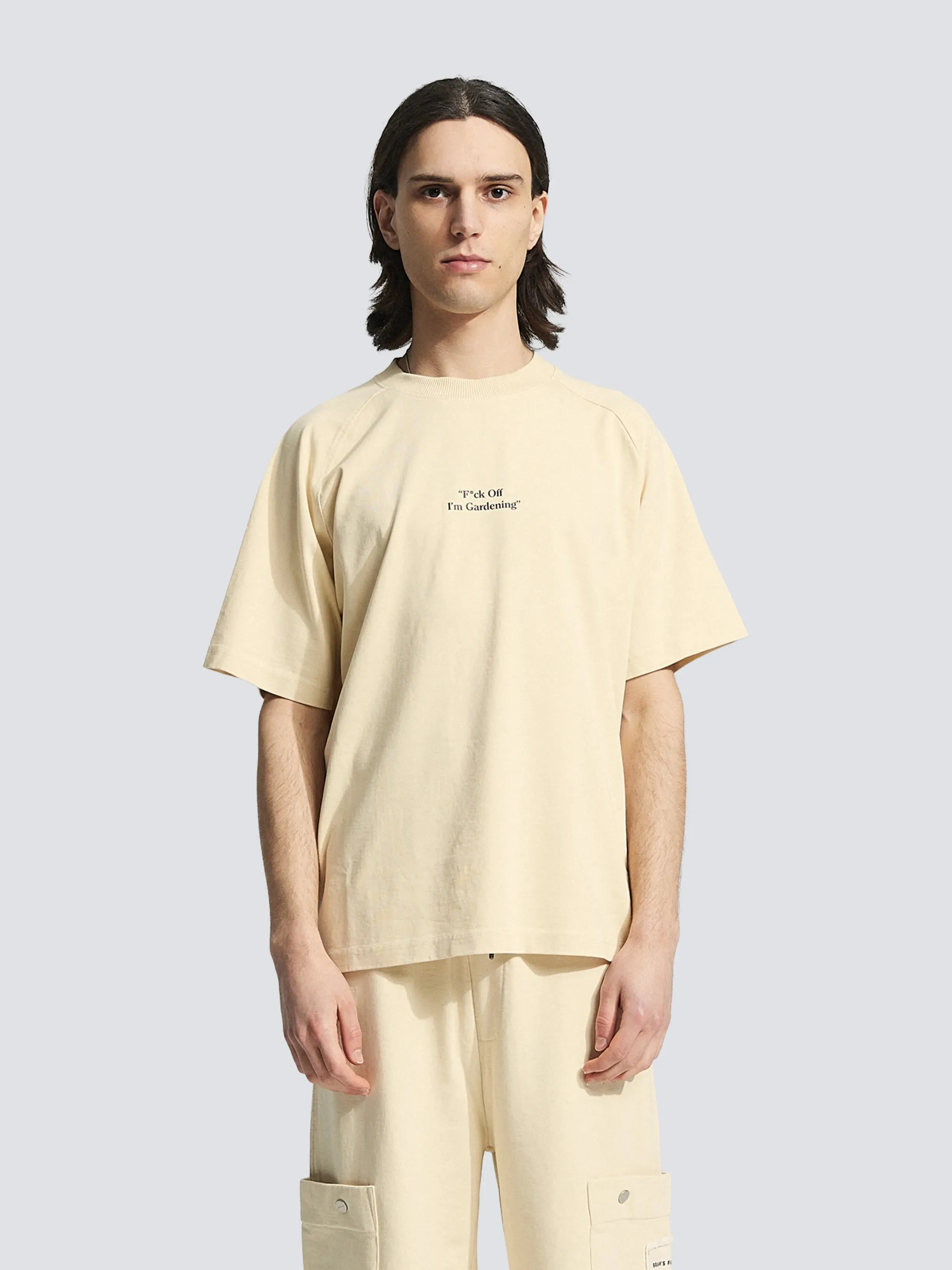 "F*ck Off I'm Gardening" Raglan T-shirt - Solid Beige sold by Bram's Fruit