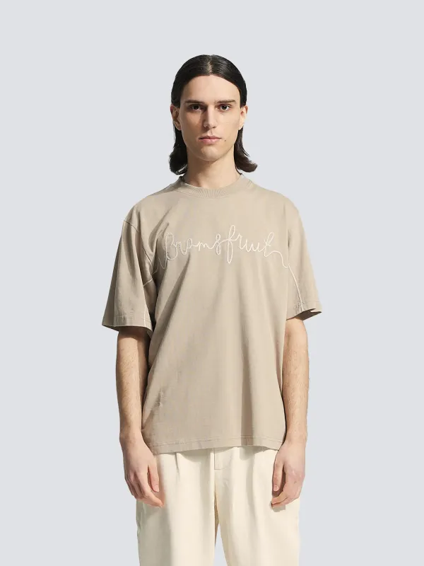 Garden Hose Chain Stitch T-shirt - Solid khaki sold by Bram's Fruit