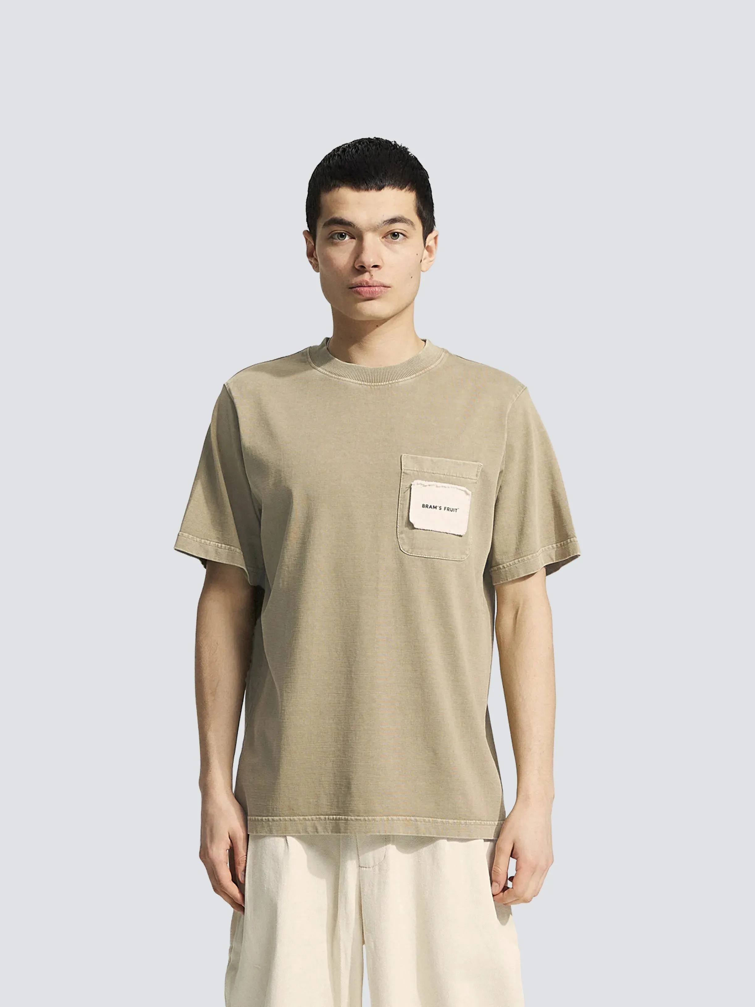 Chest Pocket T-shirt - Washed Khaki sold by Bram's Fruit