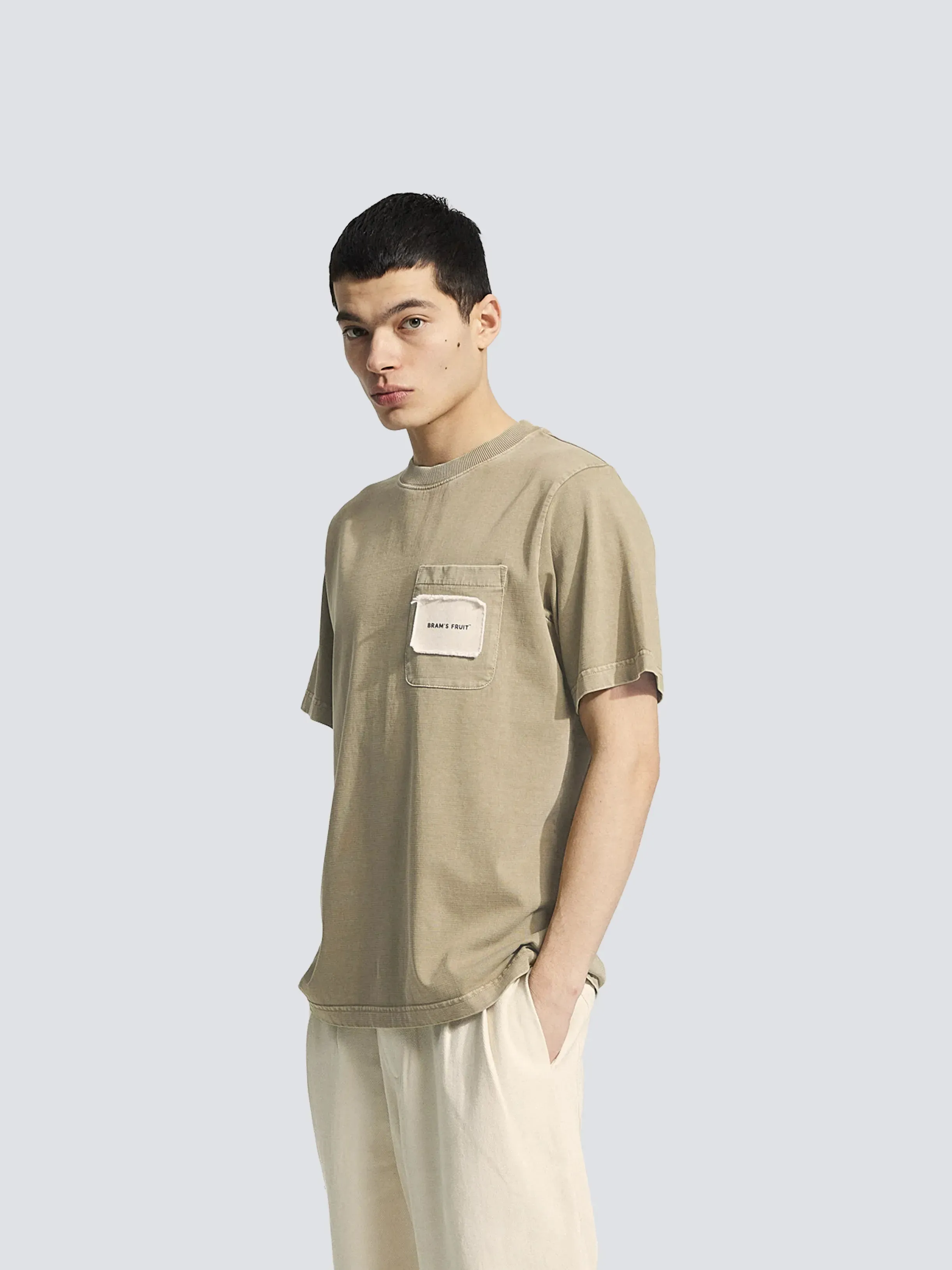 Chest Pocket T-shirt - Washed Khaki sold by Bram's Fruit product image thumbnail 2