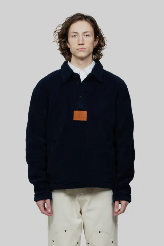 Fleece Pull-Over Polo - Navy sold by Bram's Fruit