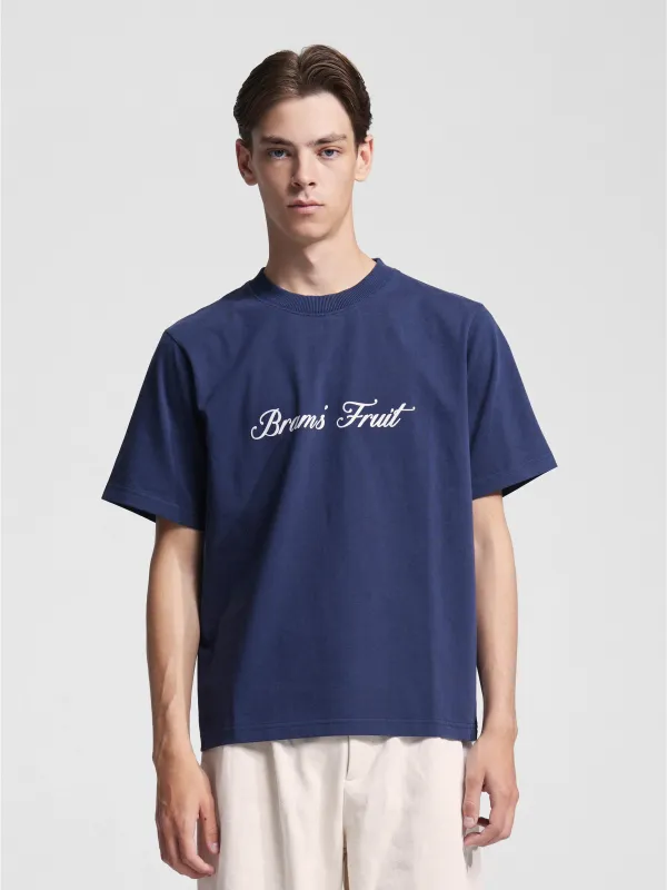 Script Logo T-shirt - Navy sold by Bram's Fruit