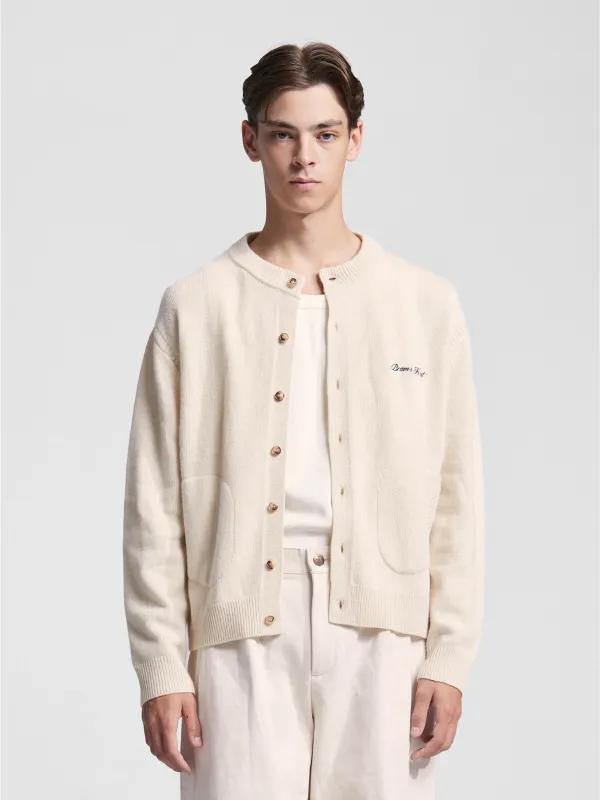 Script Logo Button-up Knit - Sand made by Bram's Fruit
