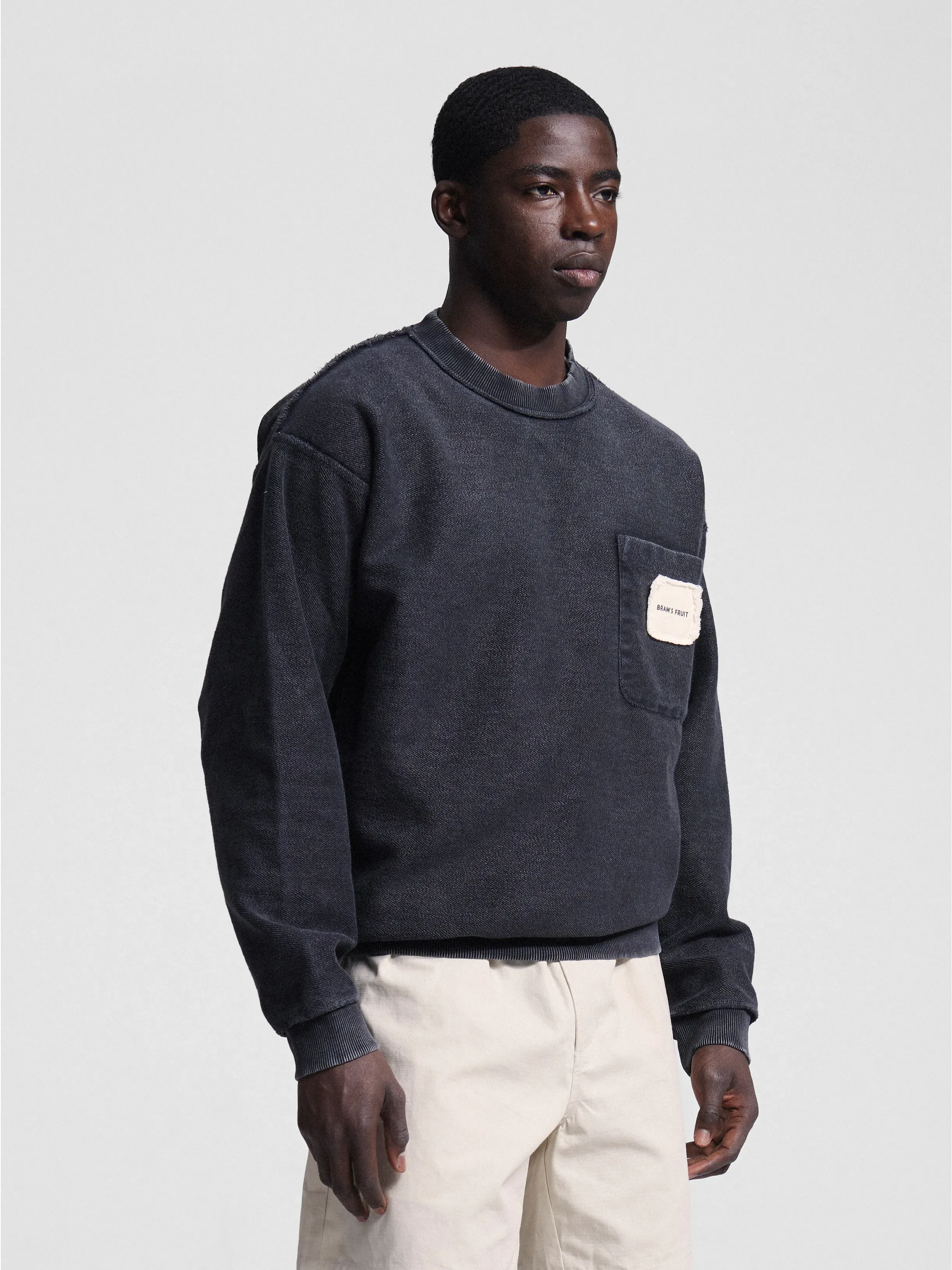 Chest Pocket Crewneck - Washed Charcoal Black sold by Bram's Fruit product image thumbnail 2