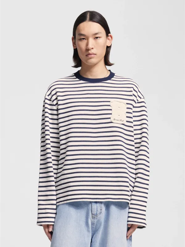 Varsity Striped Longsleeve - Navy sold by Bram's Fruit