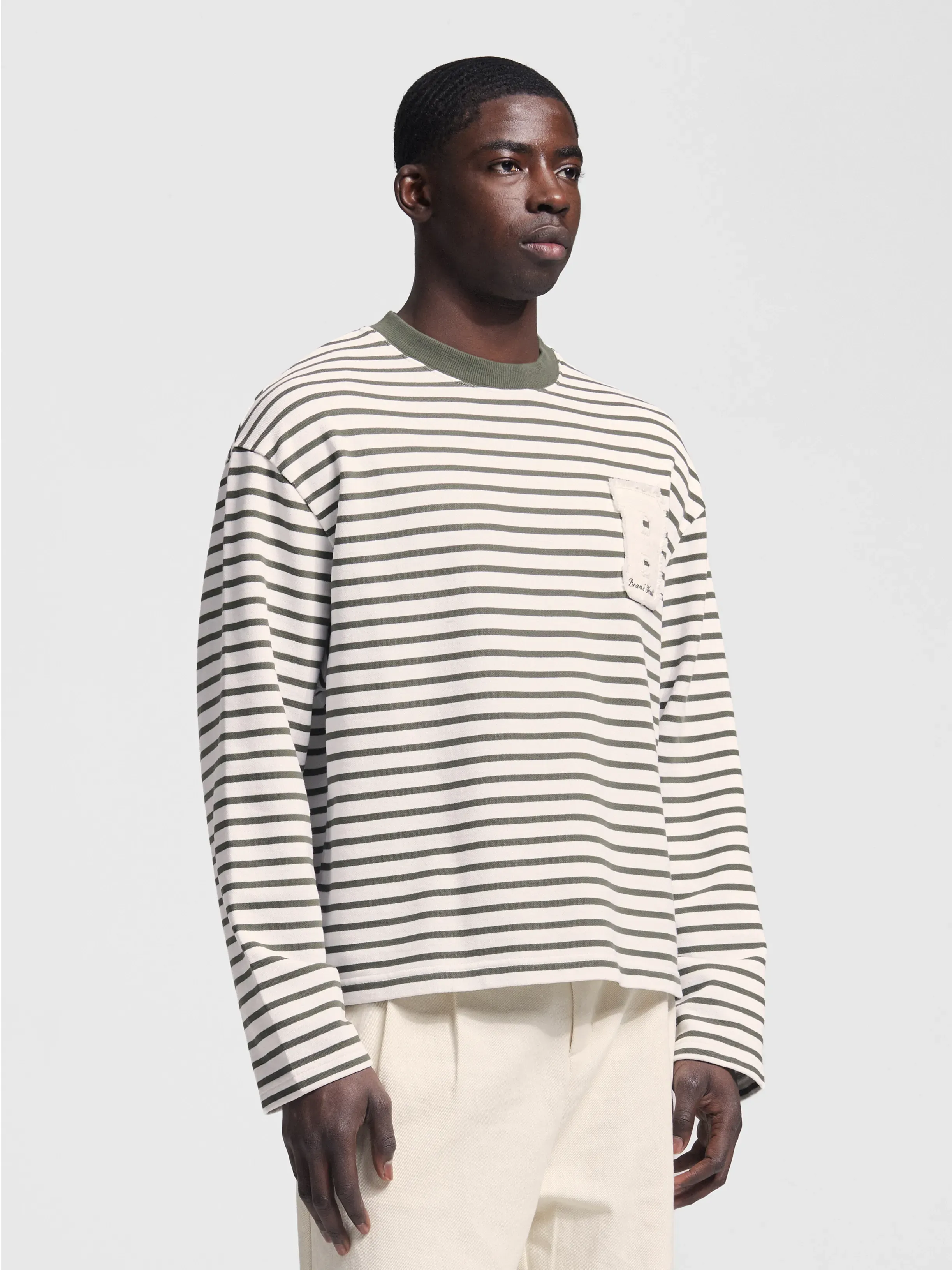 Varsity Striped Longsleeve - Olive Green sold by Bram's Fruit product image thumbnail 2
