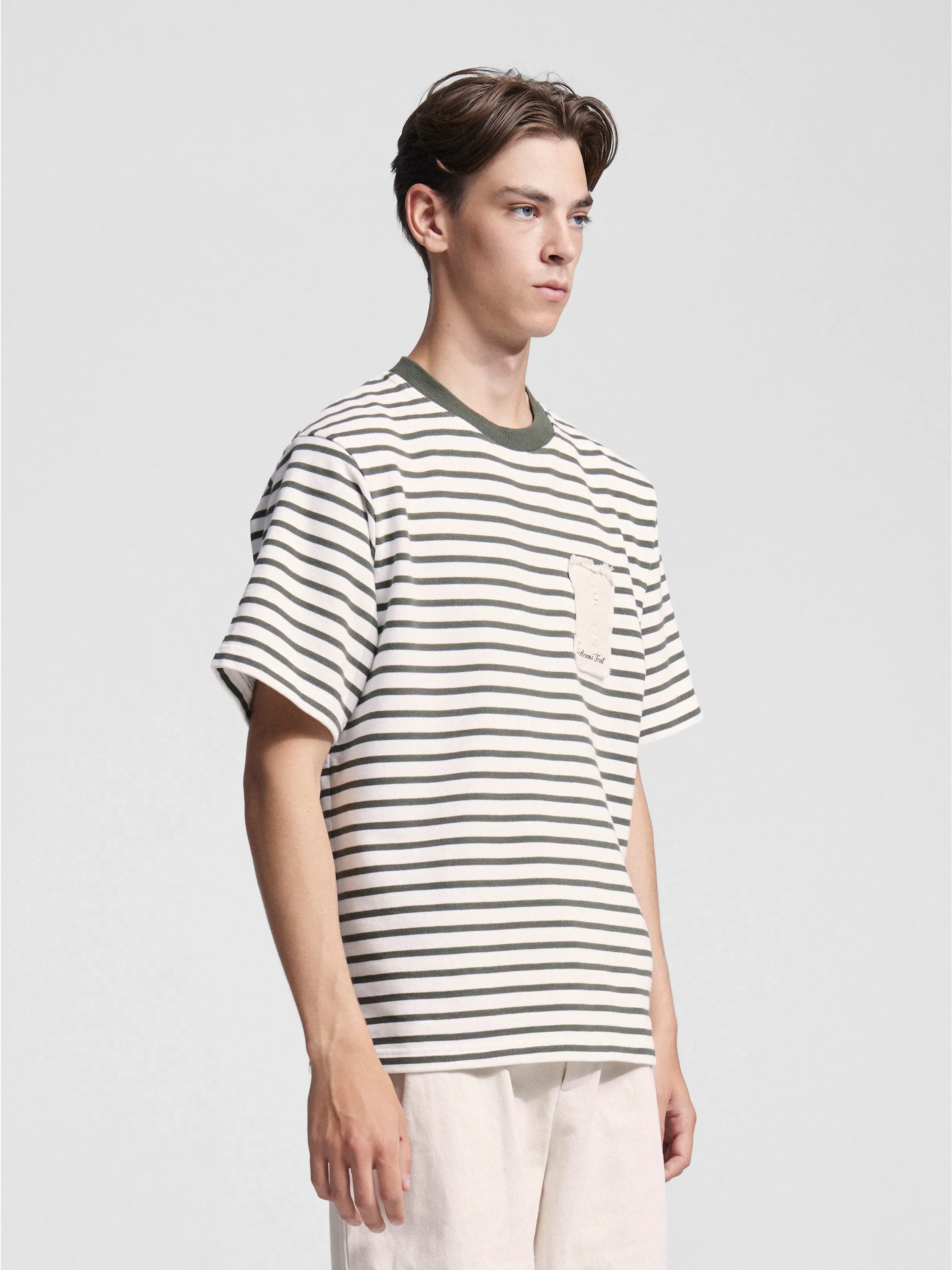Varsity Striped T-shirt - Olive Green sold by Bram's Fruit product image thumbnail 2