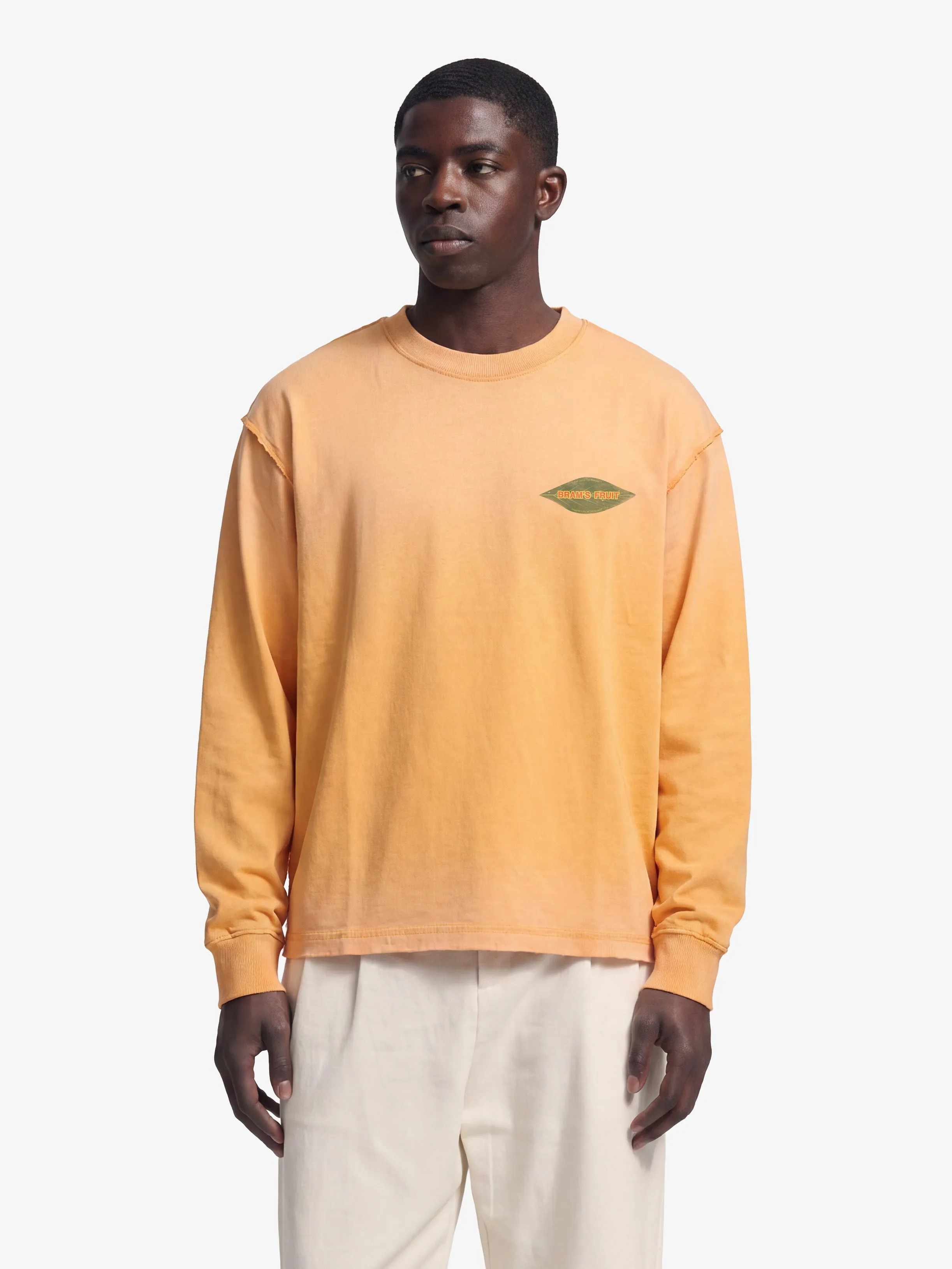 Distressed Leaf Longsleeve - Orange sold by Bram's Fruit