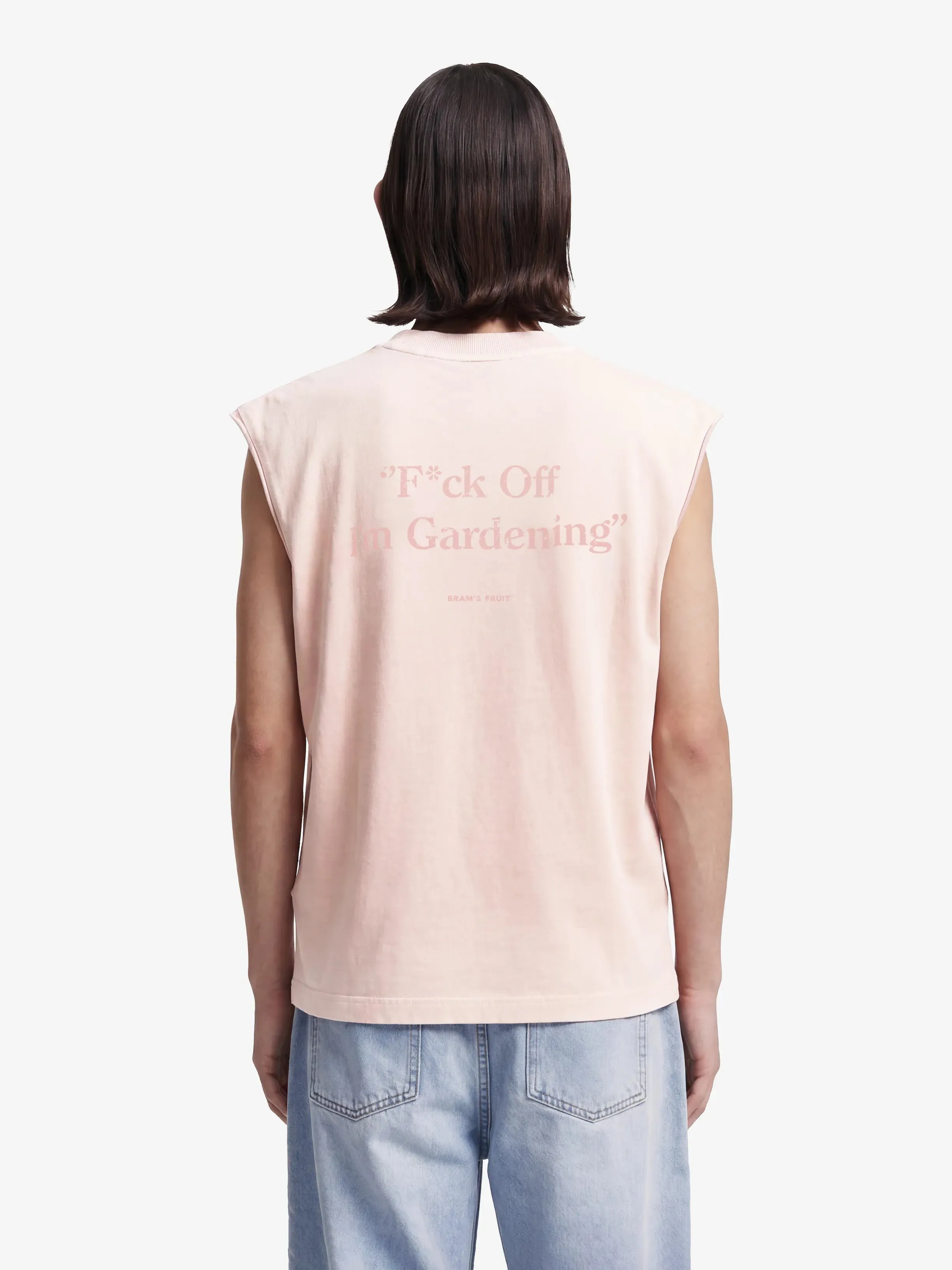 Distressed “F*ck Off I'm Gardening” Sleeveless T-shirt - Strawberry Milkshake Pink sold by Bram's Fruit