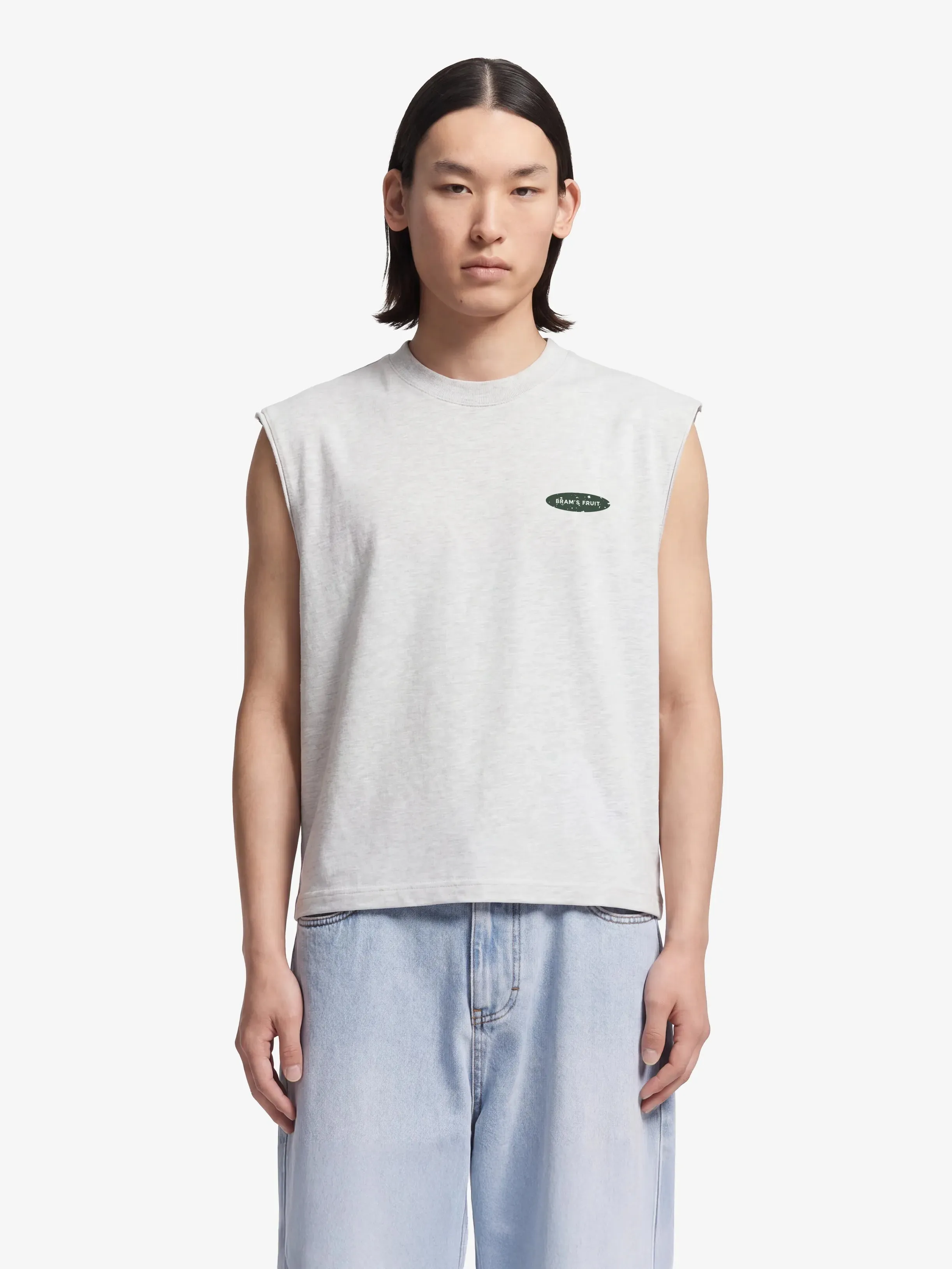 Distressed “F*ck Off I'm Gardening” Sleeveless T-shirt - Grey Melange sold by Bram's Fruit product image thumbnail 2