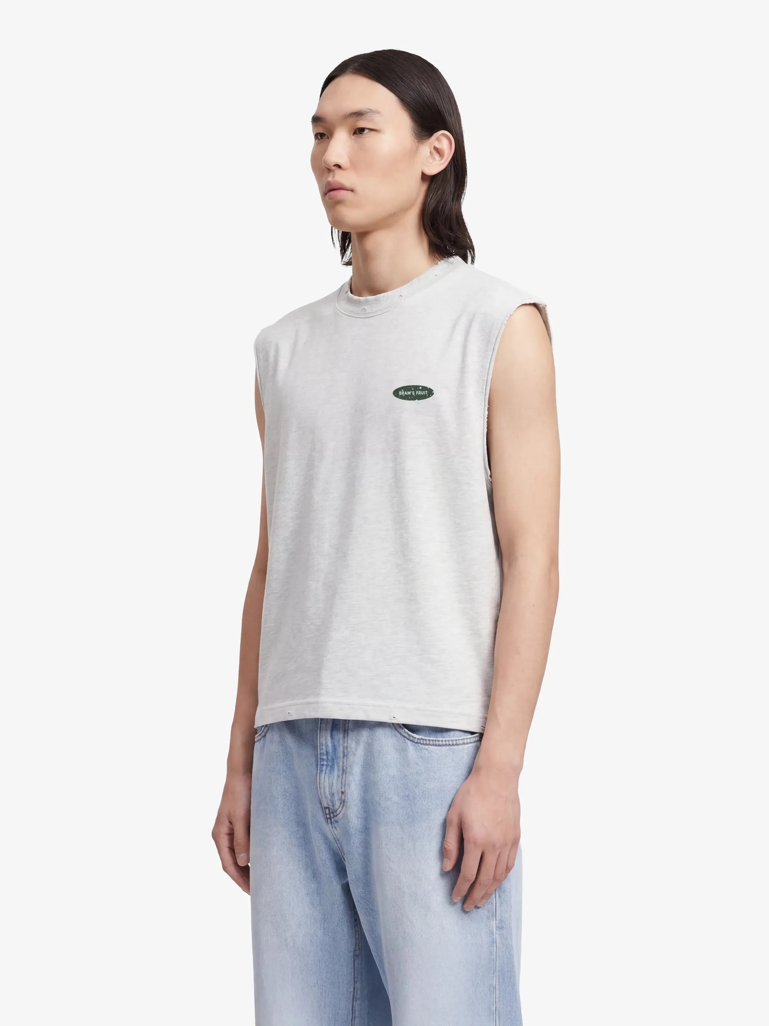 Distressed “F*ck Off I'm Gardening” Sleeveless T-shirt - Grey Melange sold by Bram's Fruit product image thumbnail 3