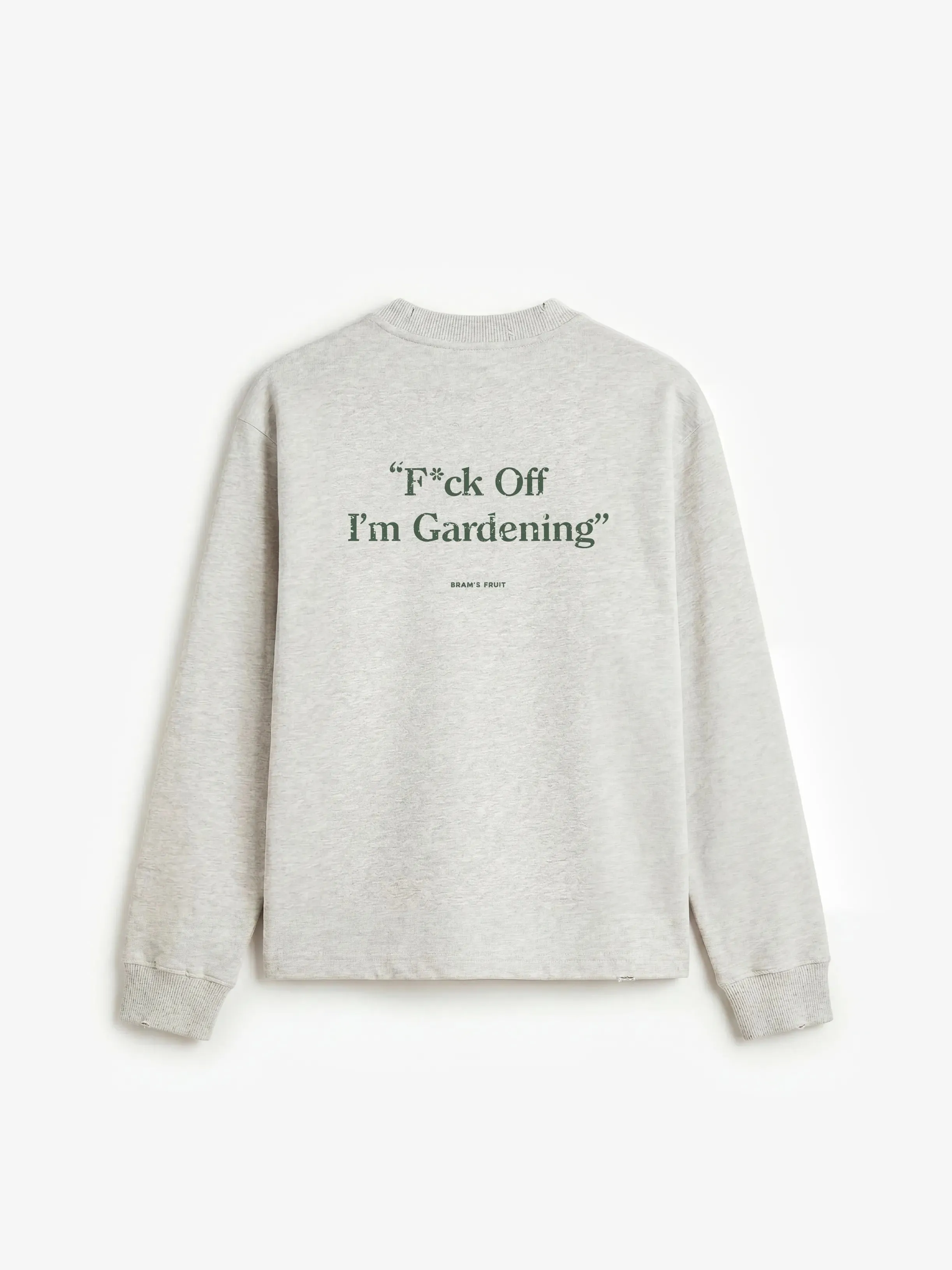 Distressed “F*ck Off I'm Gardening” Longsleeve - Grey Melange sold by Bram's Fruit product image thumbnail 5
