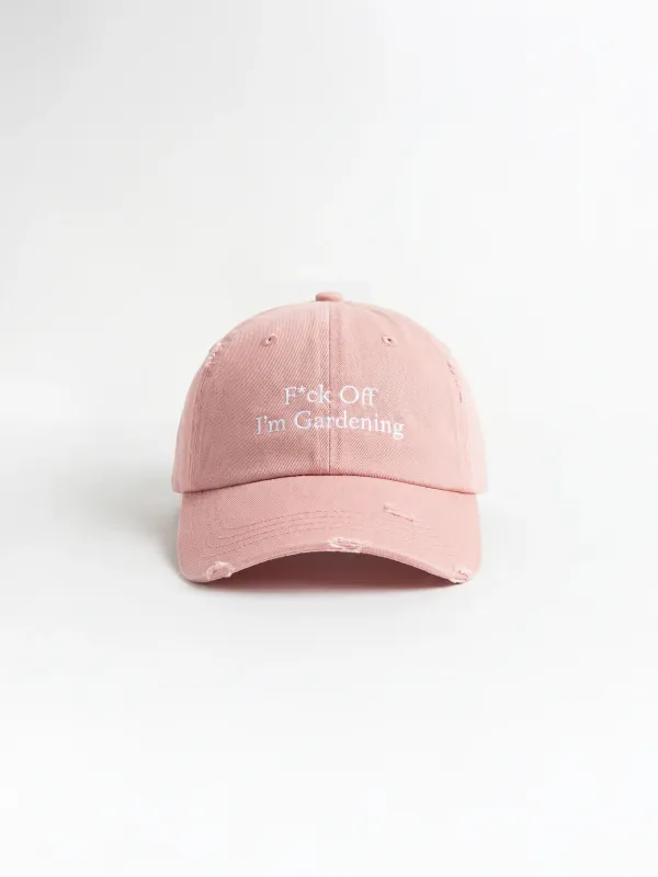 Distressed “F*ck Off I'm Gardening” Cap - Faded Pink made by Bram's Fruit