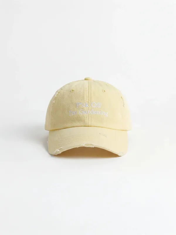 Distressed “F*ck Off I'm Gardening” Cap - Banana Yellow made by Bram's Fruit