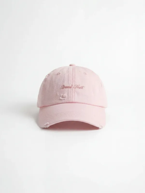 Distressed Script Logo Cap - Strawberry Milkshake Pink made by Bram's Fruit