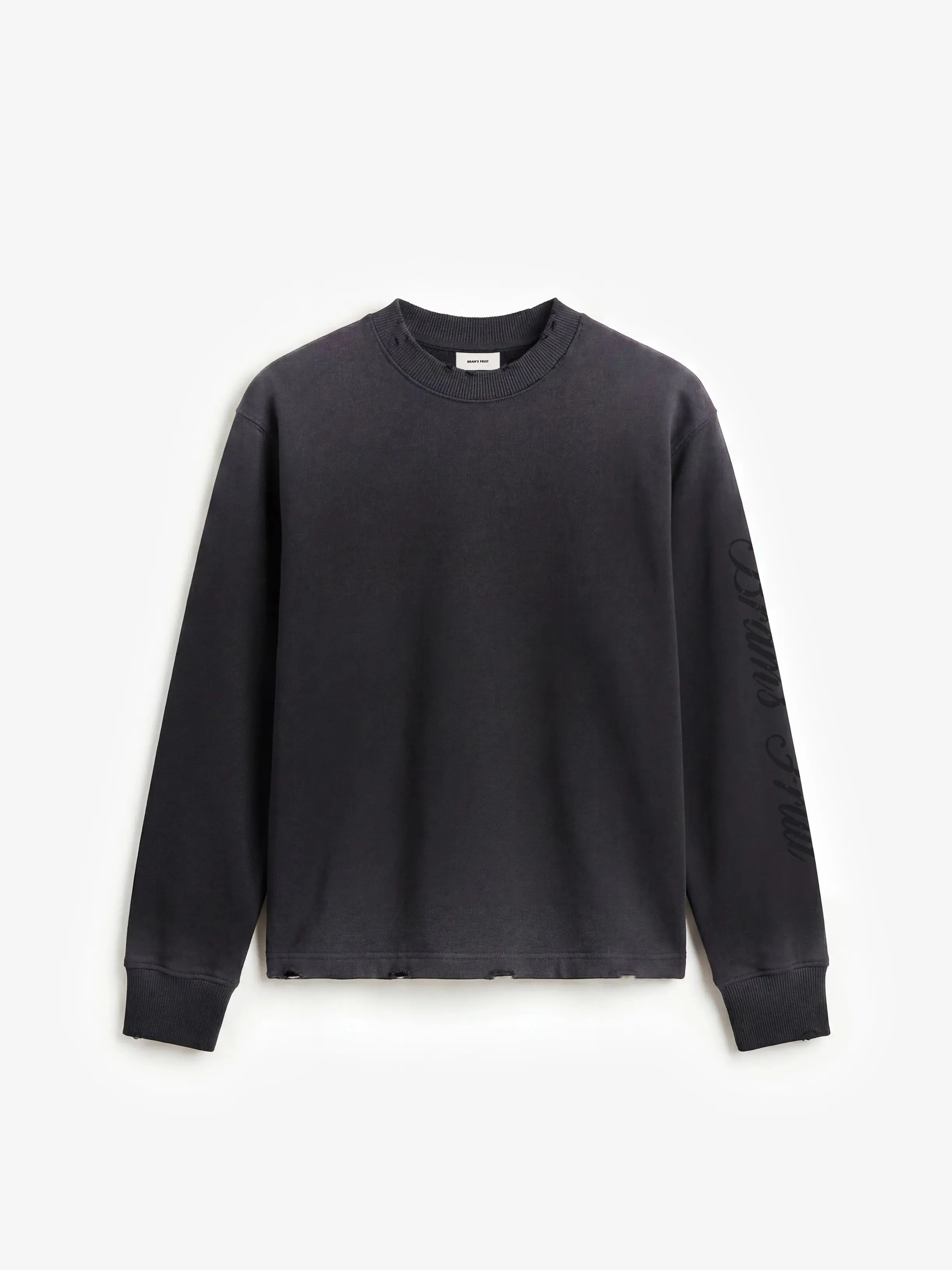 Distressed Script Logo Longsleeve - Shadow Black sold by Bram's Fruit product image thumbnail 5