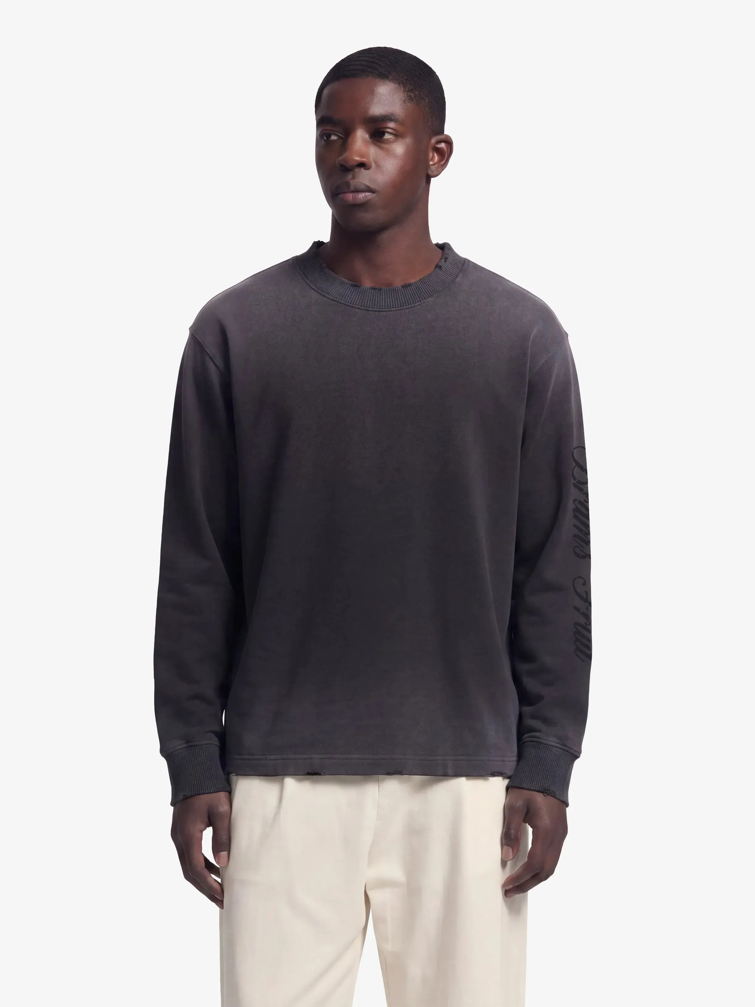 Distressed Script Logo Longsleeve - Shadow Black sold by Bram's Fruit product image thumbnail 2