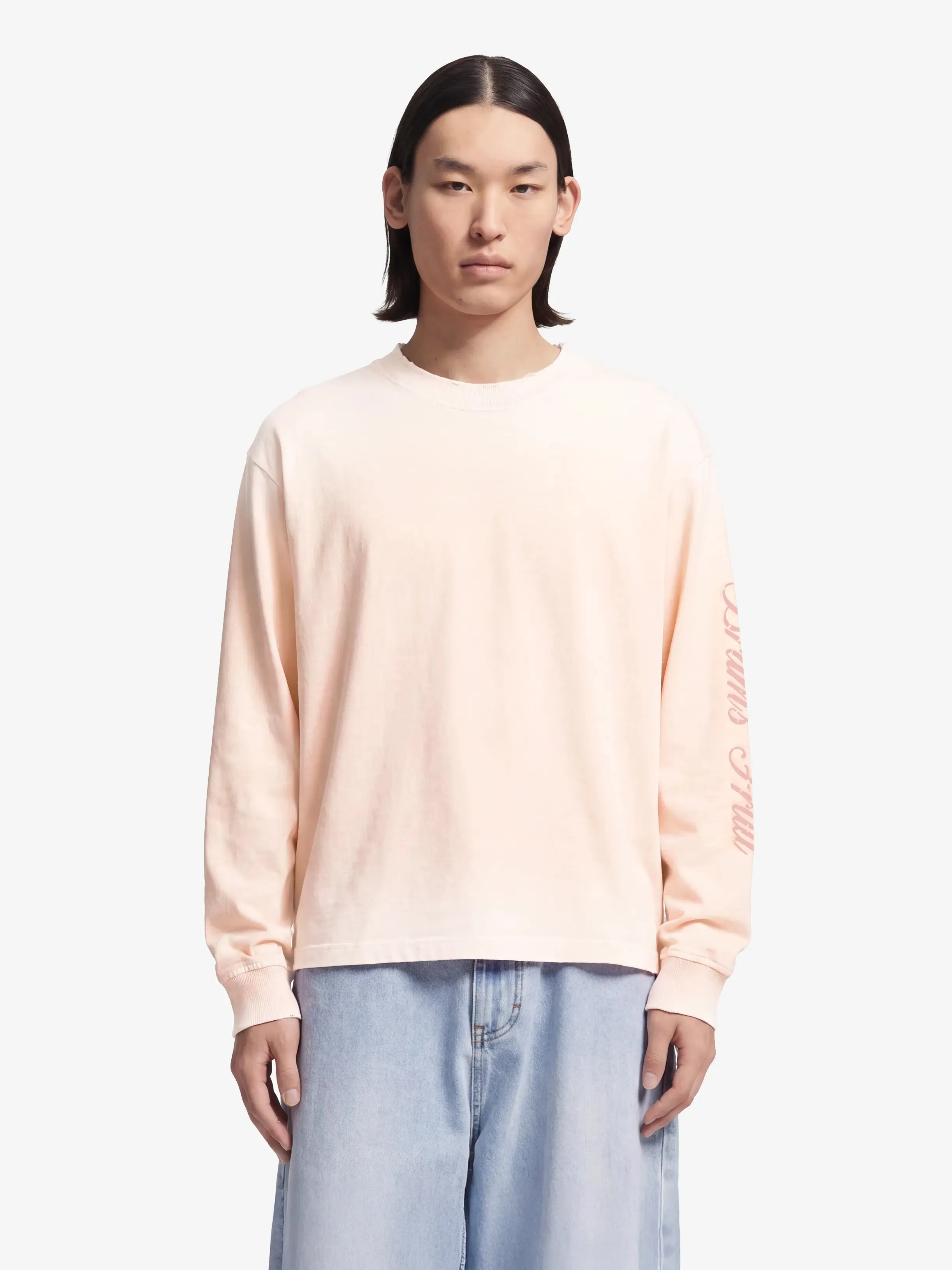 Distressed Script Logo Longsleeve - Strawberry Milkshake Pink sold by Bram's Fruit product image thumbnail 2