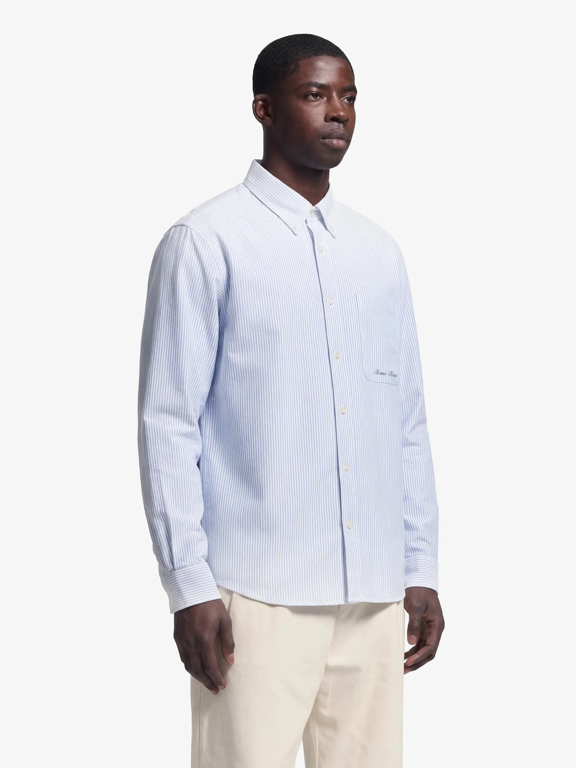 Distressed Oxford Shirt Longsleeve - Light Blue sold by Bram's Fruit product image thumbnail 2